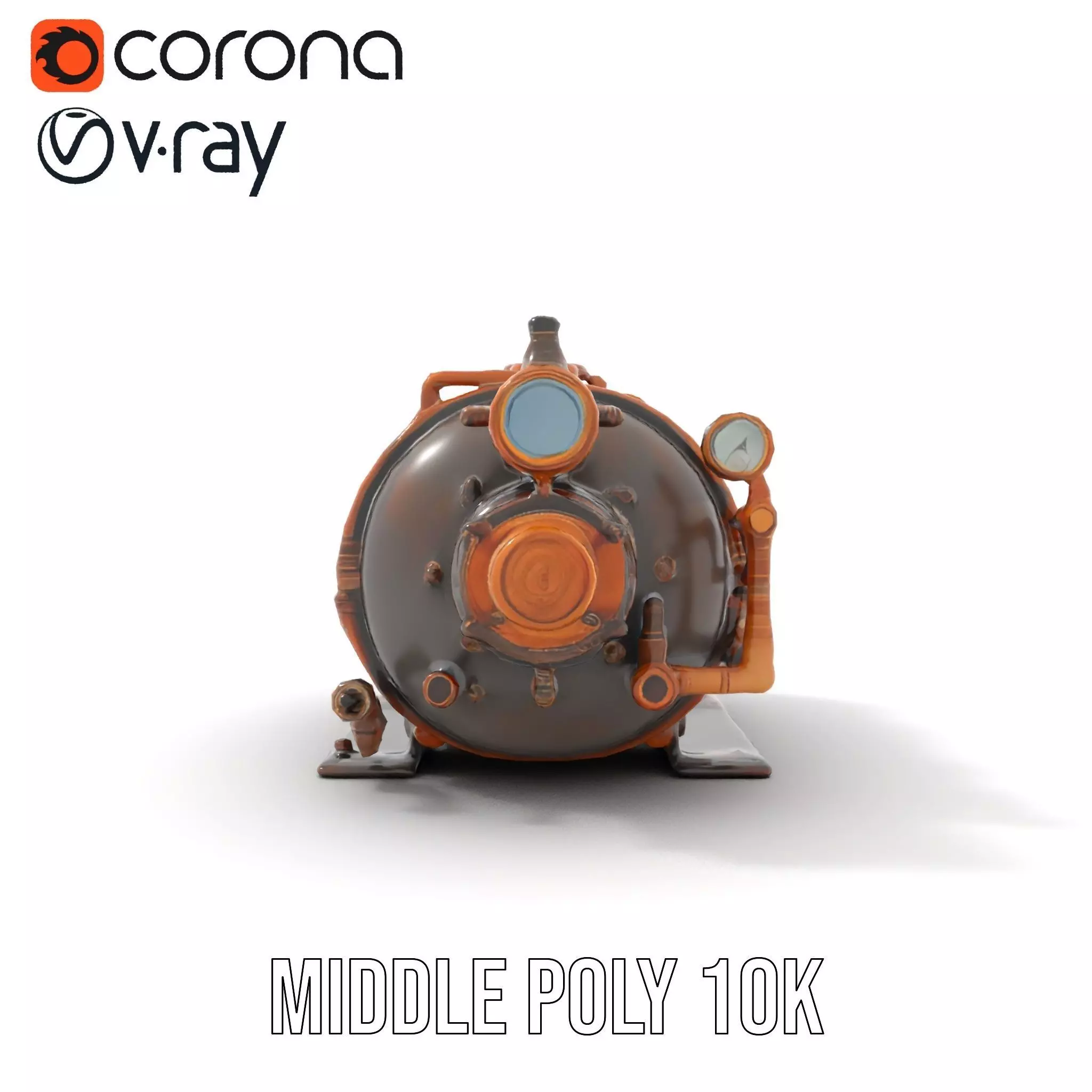 Steampunk Boiler with Gauges and Pipes Model Pack Low-poly 3D model_15