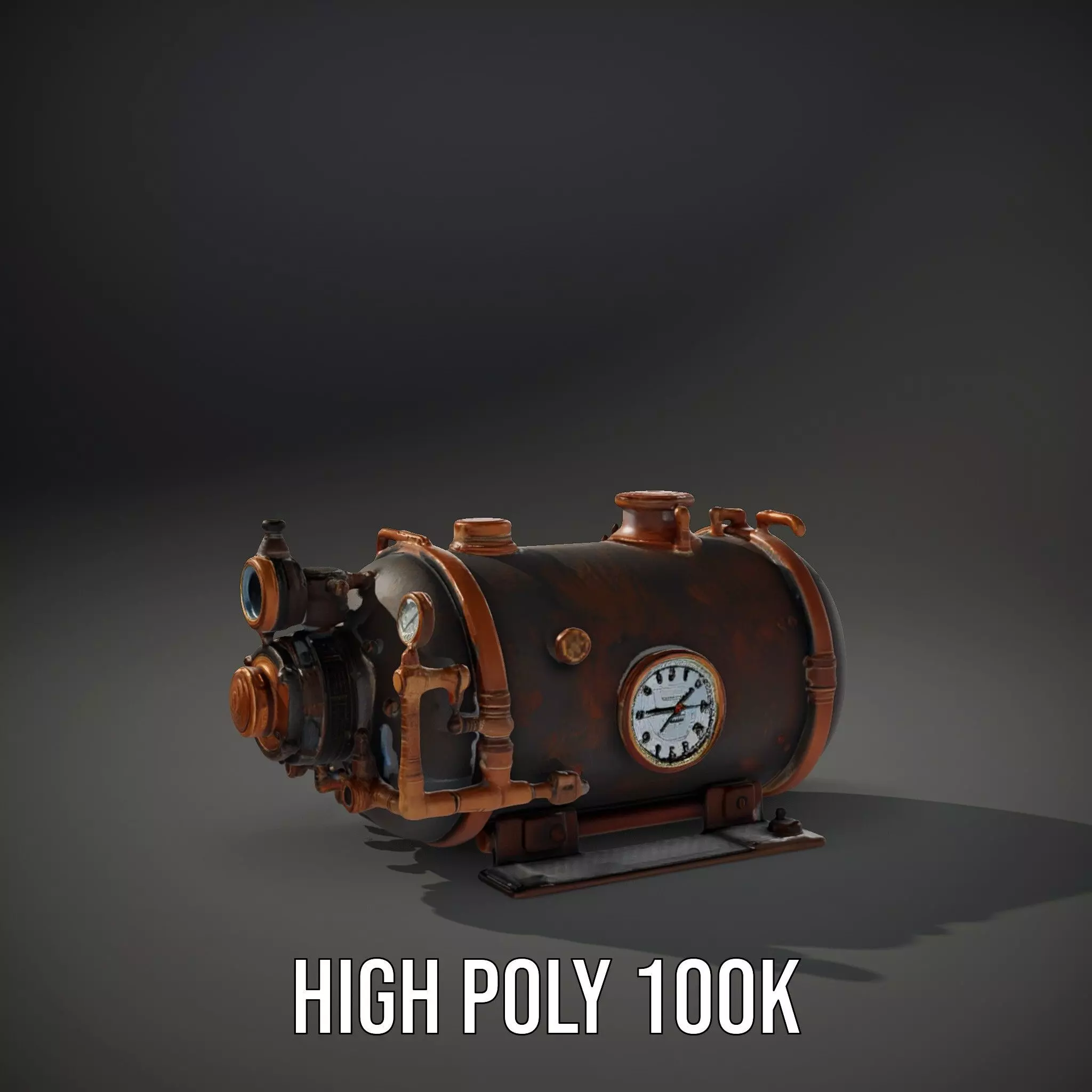 Steampunk Boiler with Gauges and Pipes Model Pack Low-poly 3D model_8