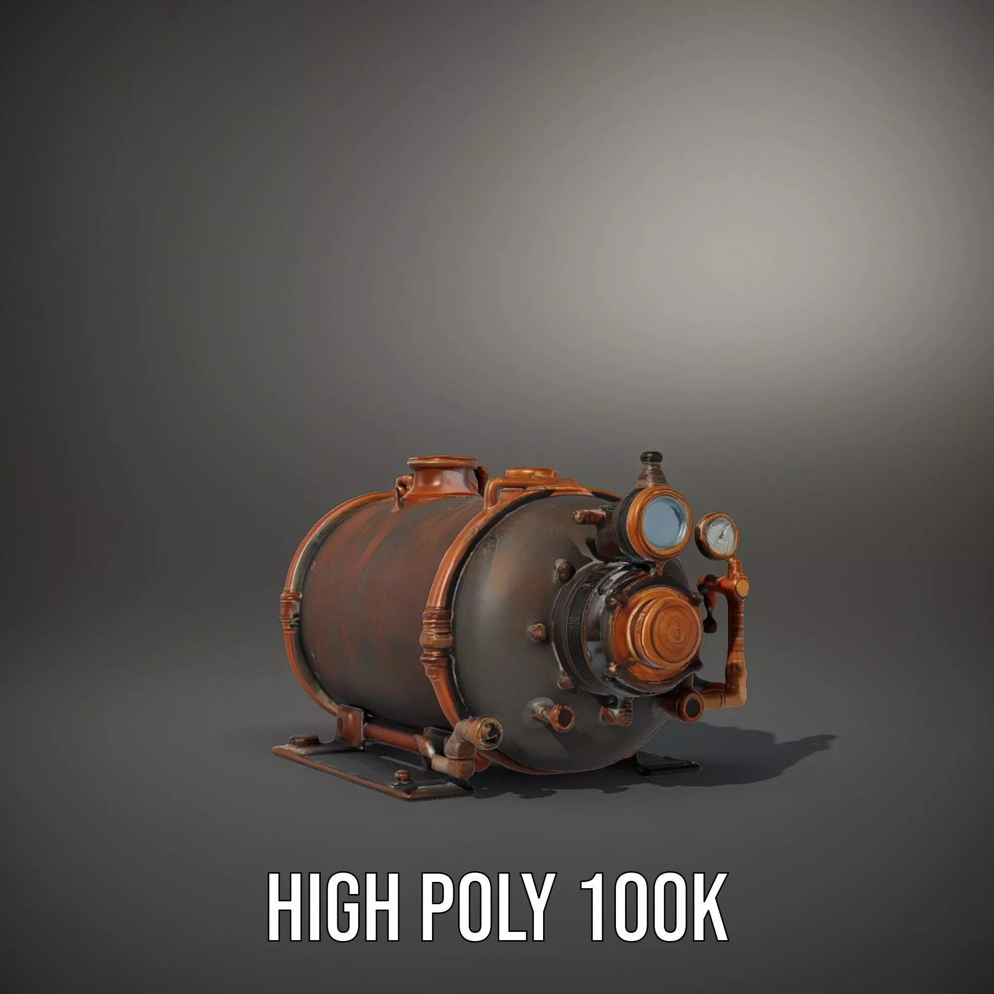 Steampunk Boiler with Gauges and Pipes Model Pack Low-poly 3D model_10