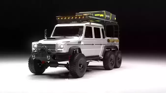 6x6 Expedition camping truck Low-poly 3D model