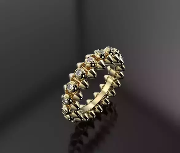 Clash Cartier Ring with diamonds 3D print model