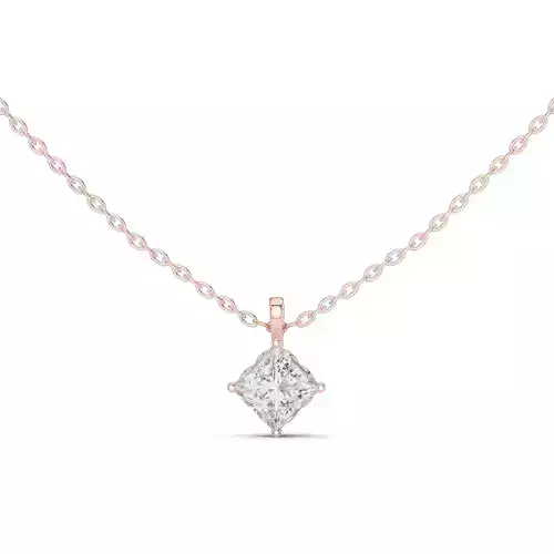 Solitaire Princess Diamond Pendant Woman Necklace 3dm STL Video 3D print model