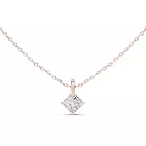 Solitaire Princess Diamond Pendant Woman Necklace 3dm STL Video