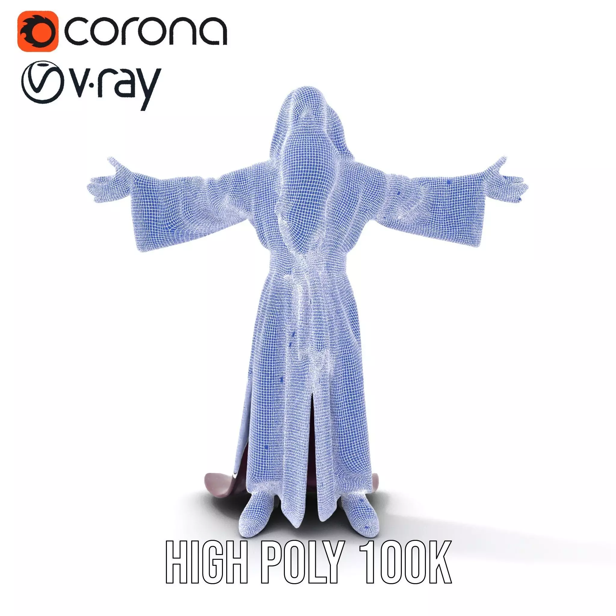 Wizard Character Model Pack with Purple Robe Low-poly 3D model_24