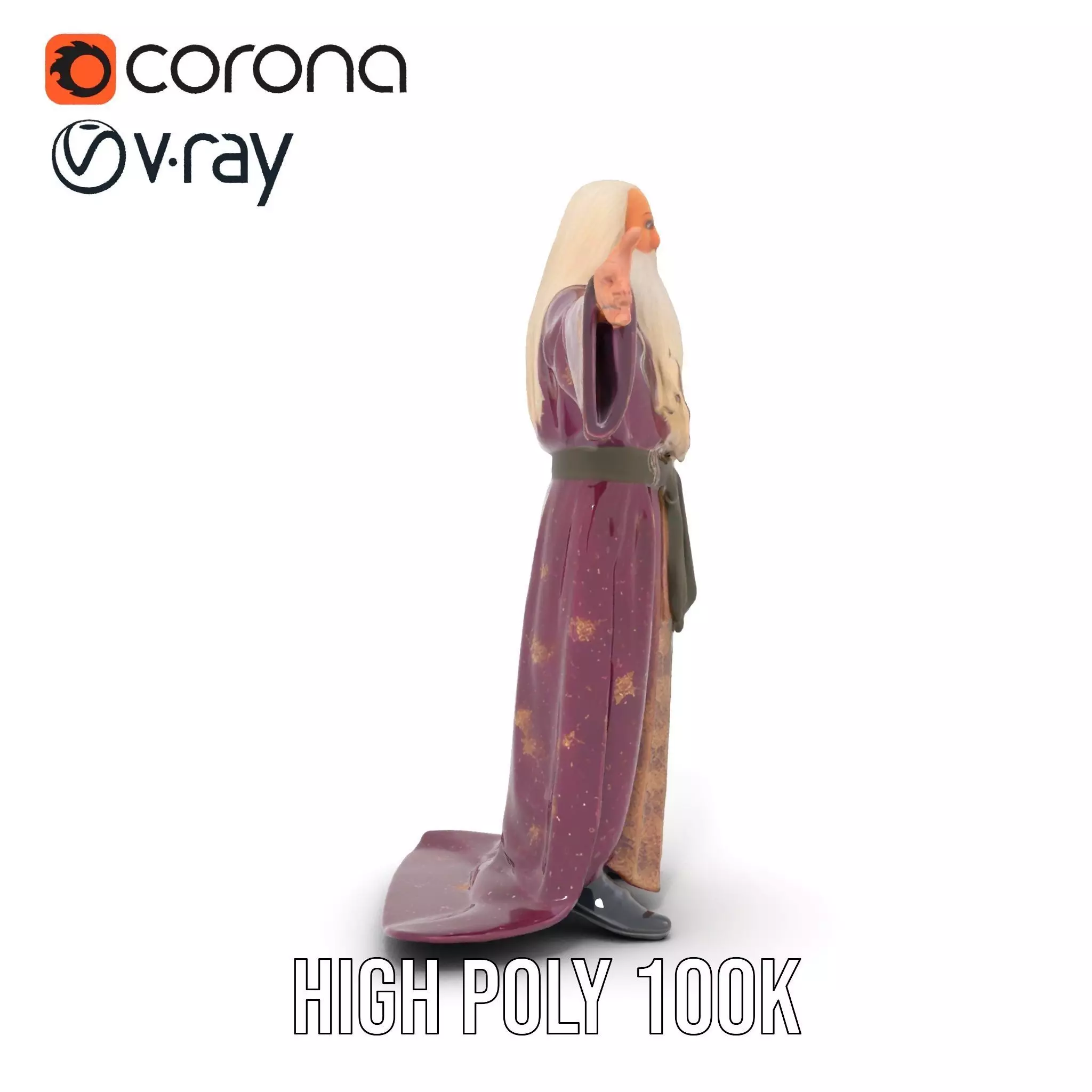 Wizard Character Model Pack with Purple Robe Low-poly 3D model_21