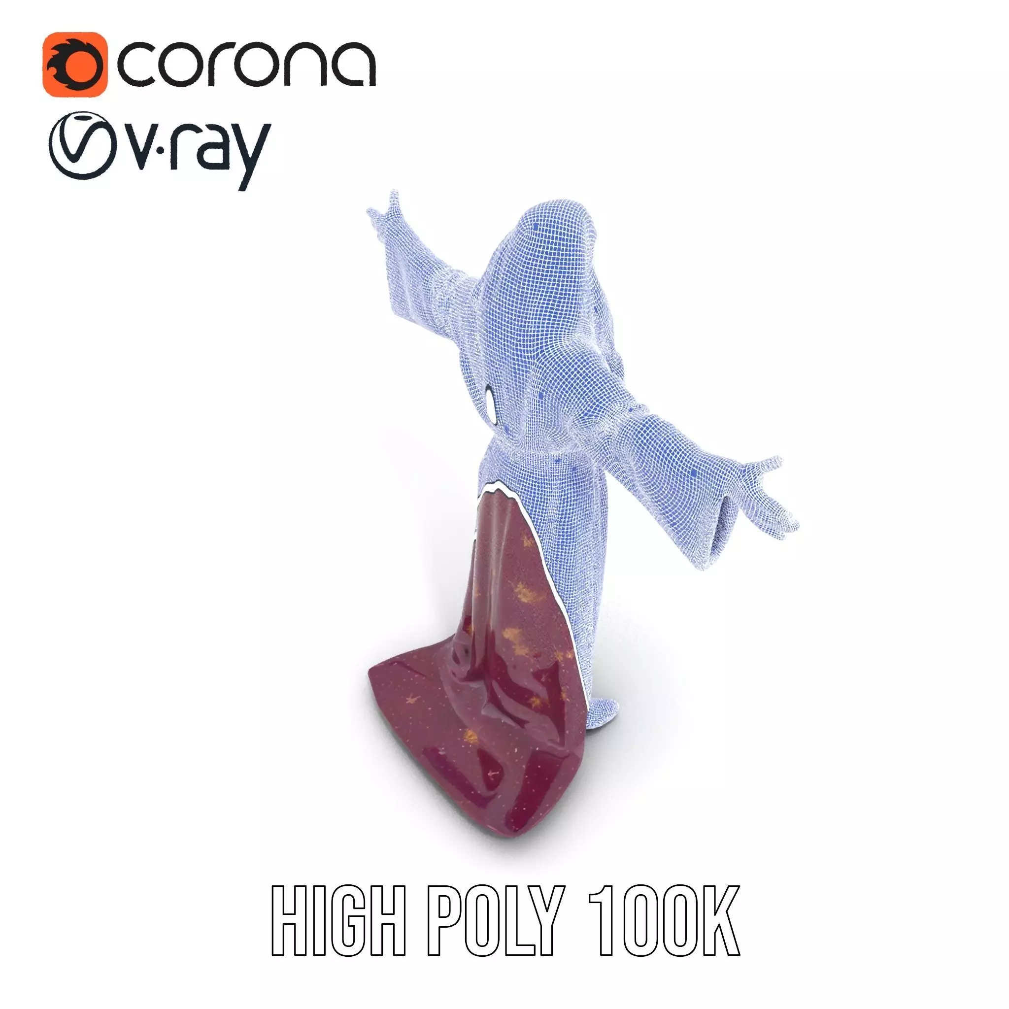 Wizard Character Model Pack with Purple Robe Low-poly 3D model_18