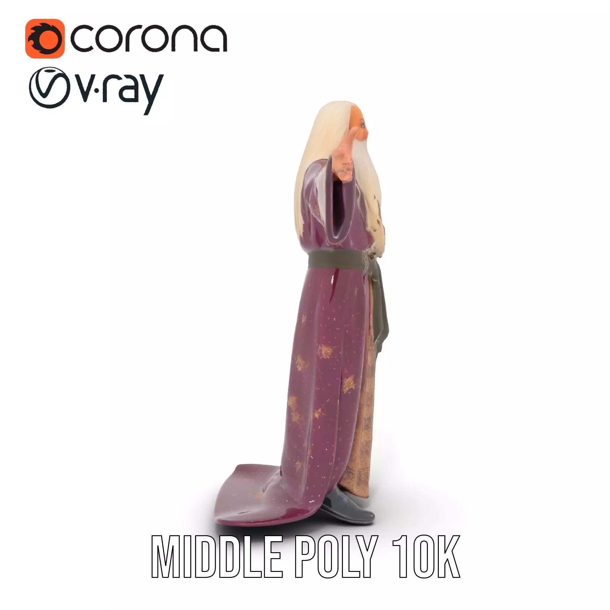Wizard Character Model Pack with Purple Robe Low-poly 3D model_13
