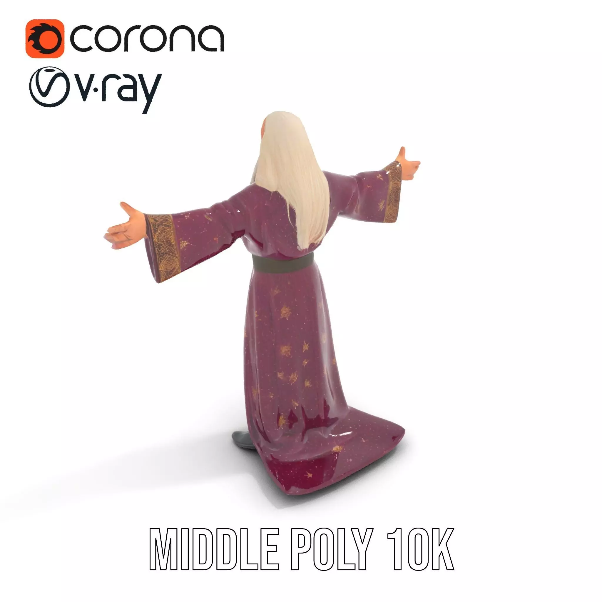 Wizard Character Model Pack with Purple Robe Low-poly 3D model_6