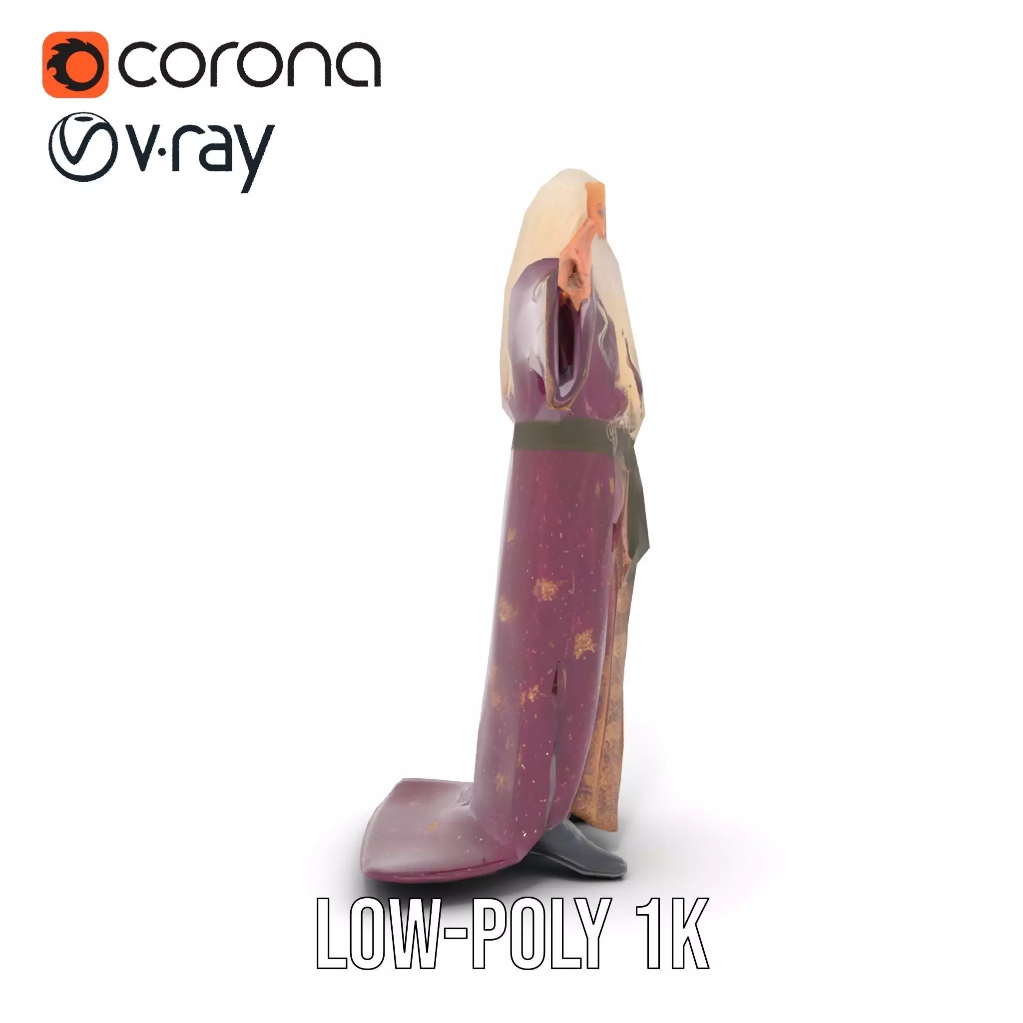 Wizard Character Model Pack with Purple Robe Low-poly 3D model_14