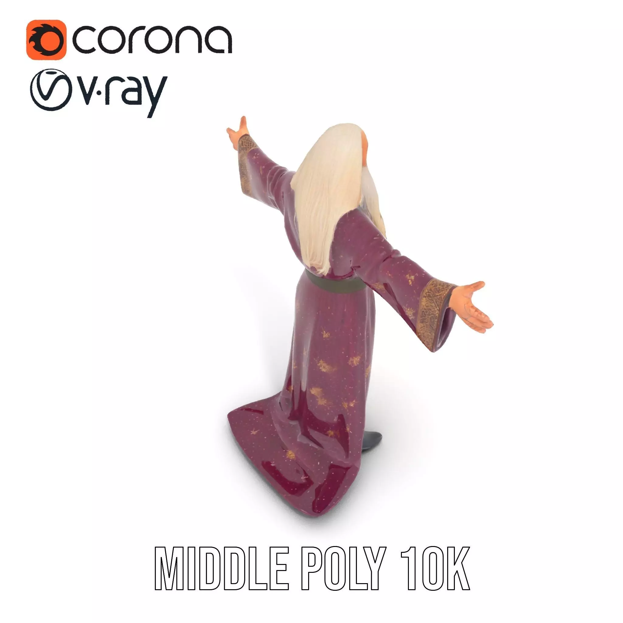 Wizard Character Model Pack with Purple Robe Low-poly 3D model_10