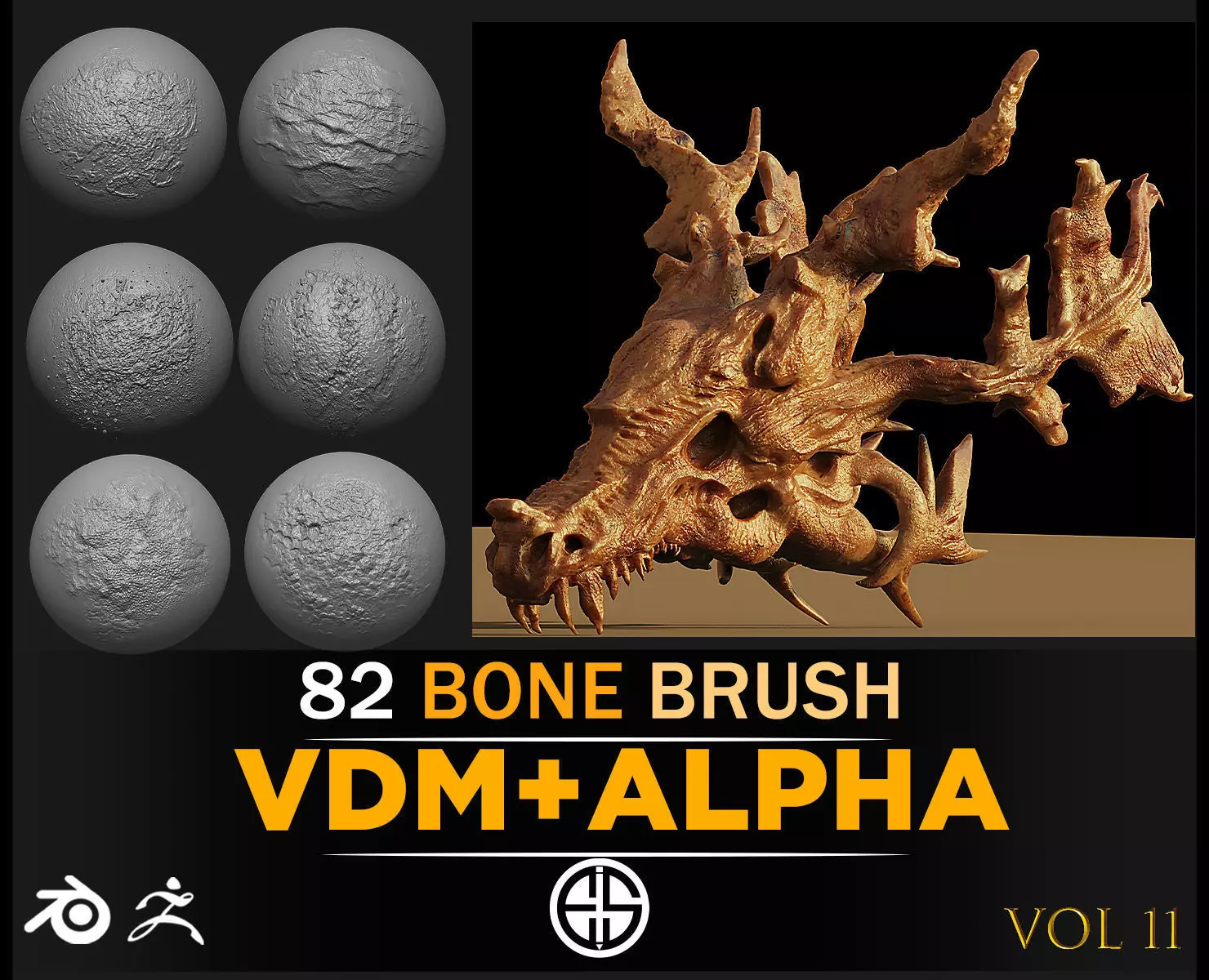 Bone Brush-Blender vdm-Zbrush VDM 3D model_7