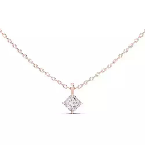 Solitaire Princess Diamond Pendant Woman Necklace 3dm STL Video