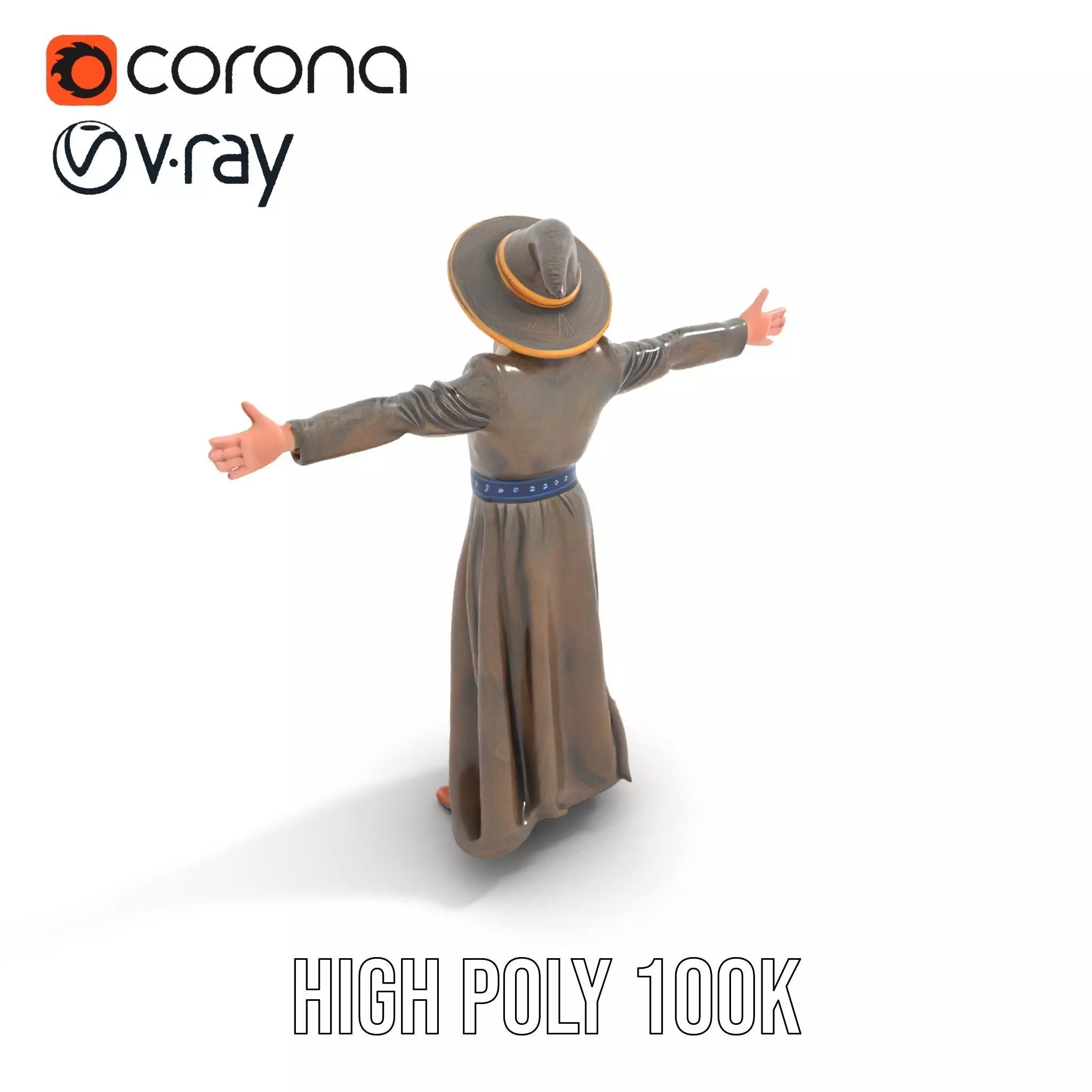 Wizard Character Model Pack with Detailed Outfit and Accessories Low-poly 3D model_9