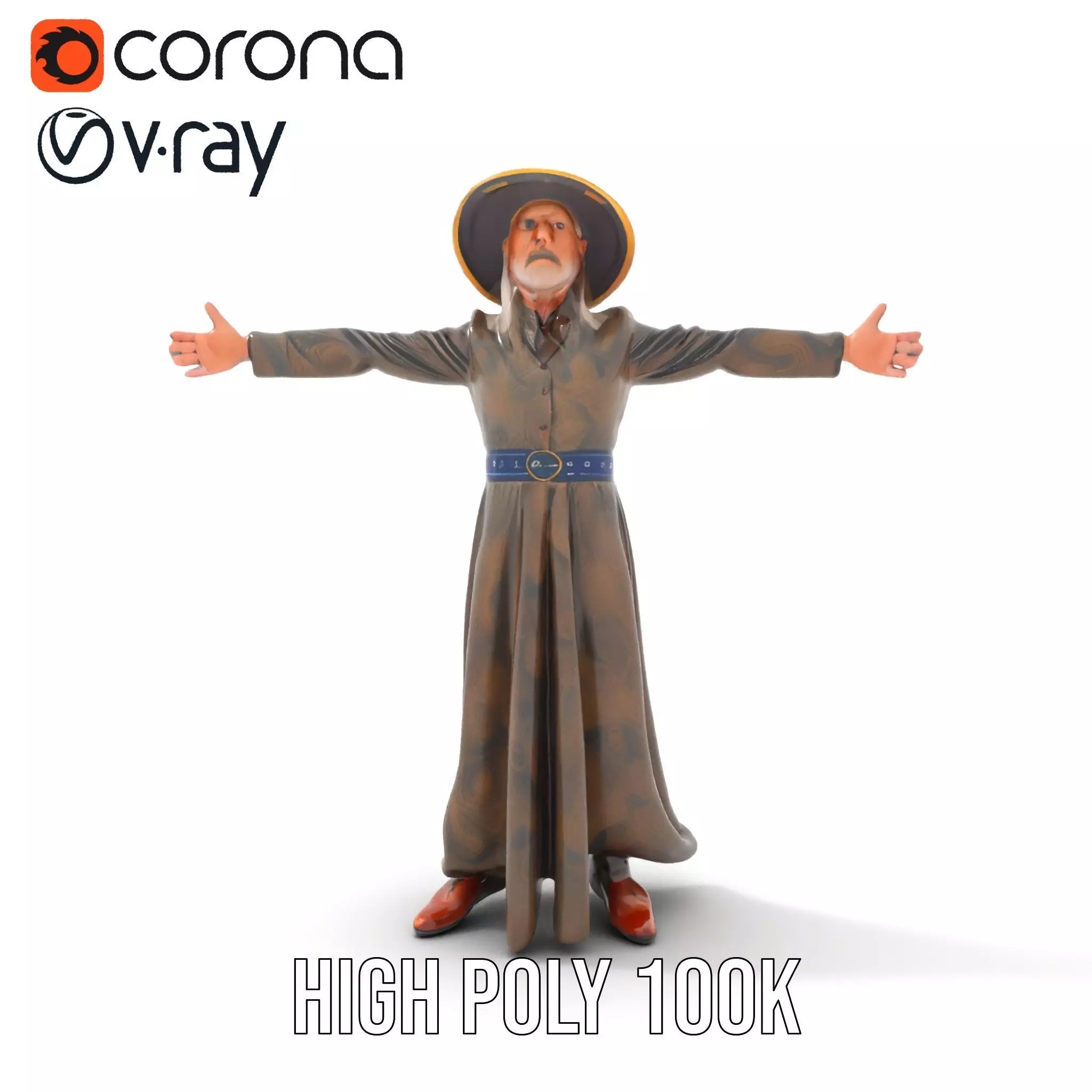 Wizard Character Model Pack with Detailed Outfit and Accessories Low-poly 3D model_25