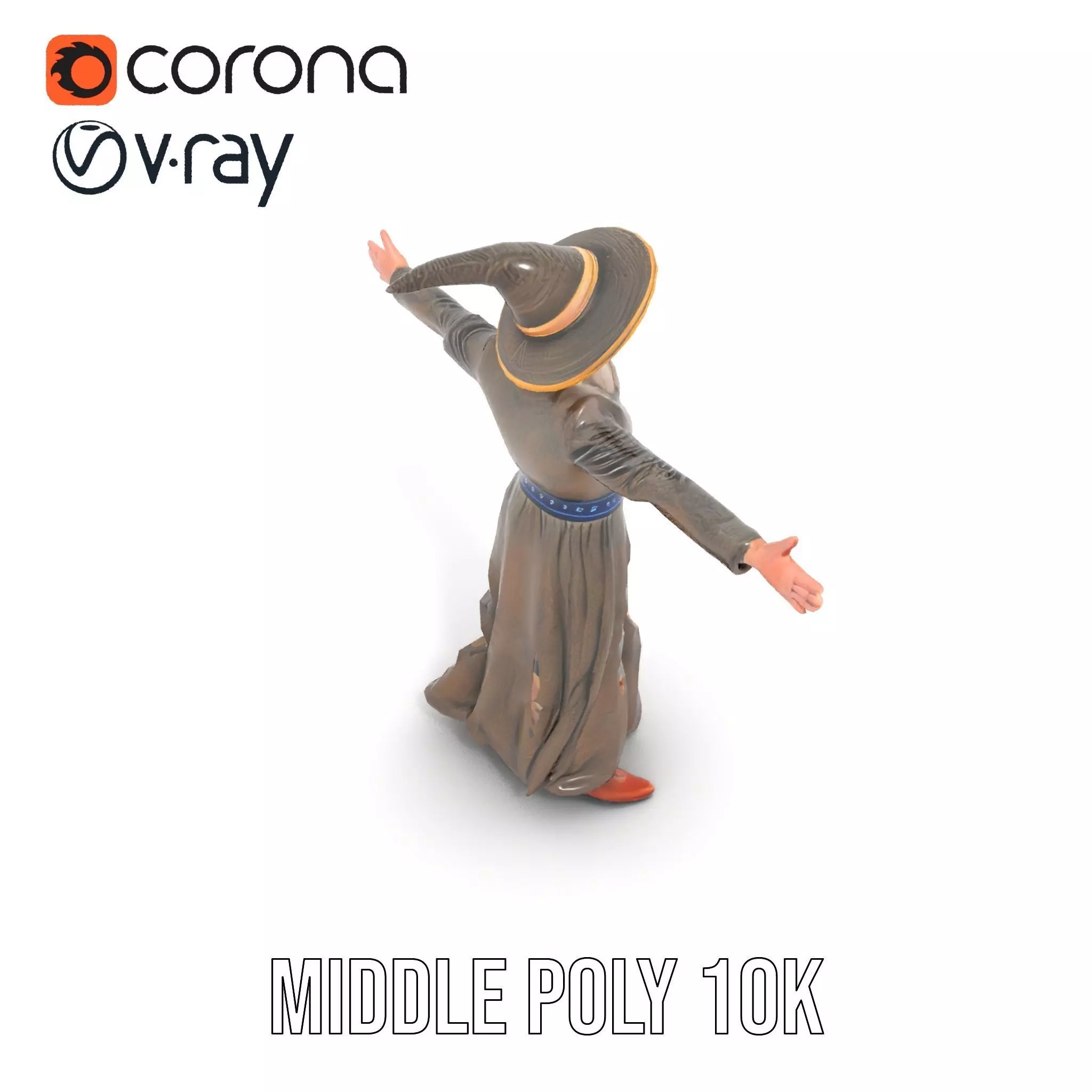 Wizard Character Model Pack with Detailed Outfit and Accessories Low-poly 3D model_6