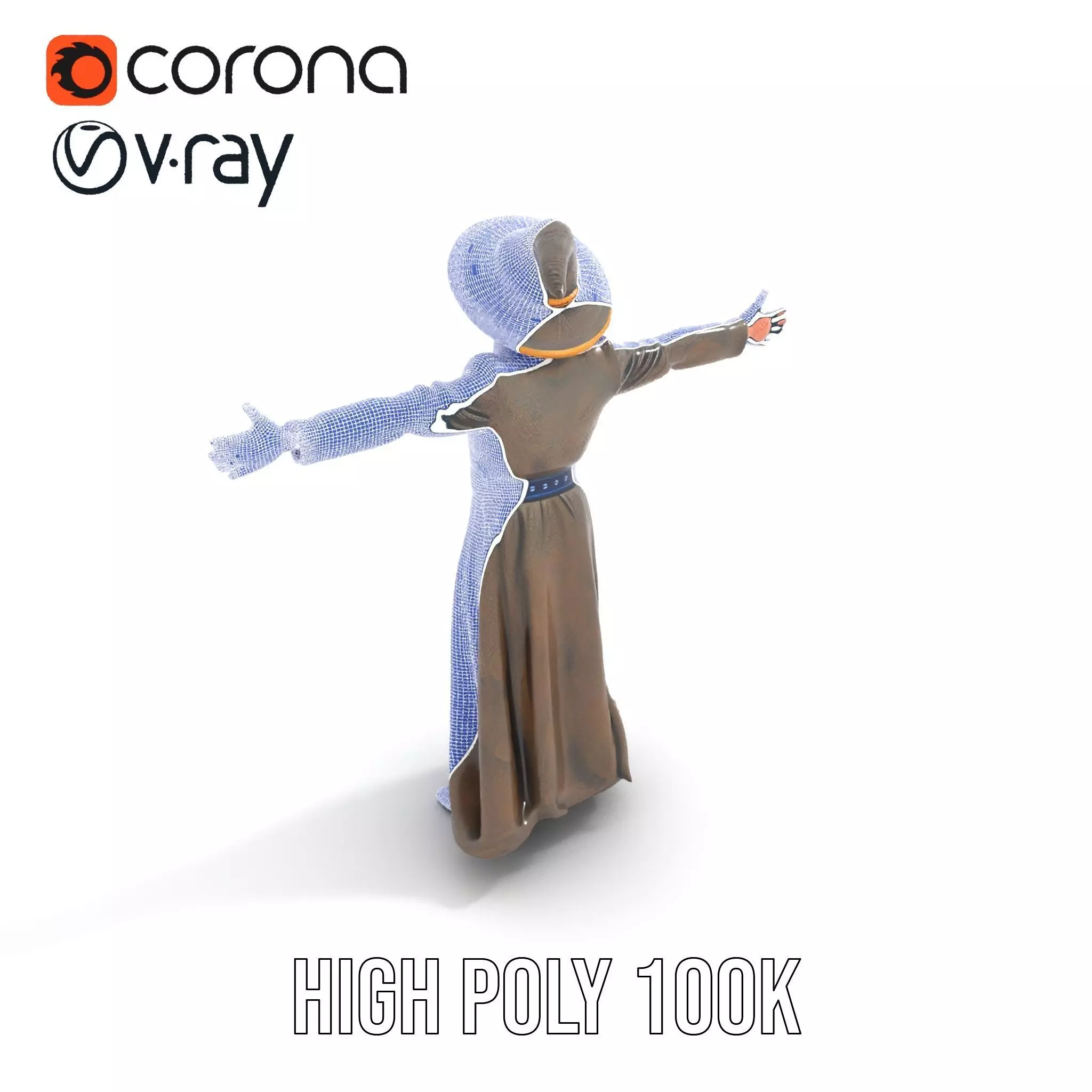 Wizard Character Model Pack with Detailed Outfit and Accessories Low-poly 3D model_31