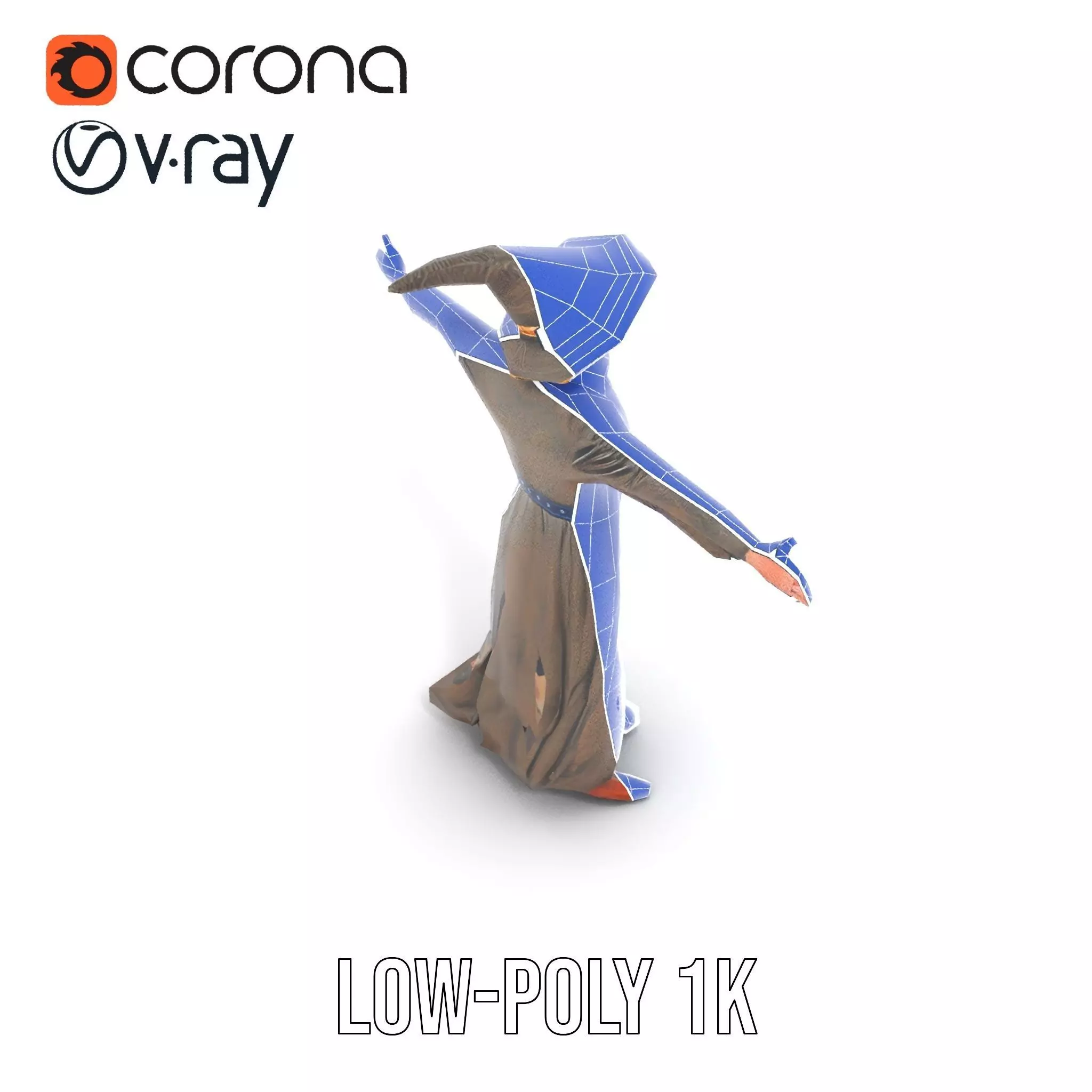 Wizard Character Model Pack with Detailed Outfit and Accessories Low-poly 3D model_14