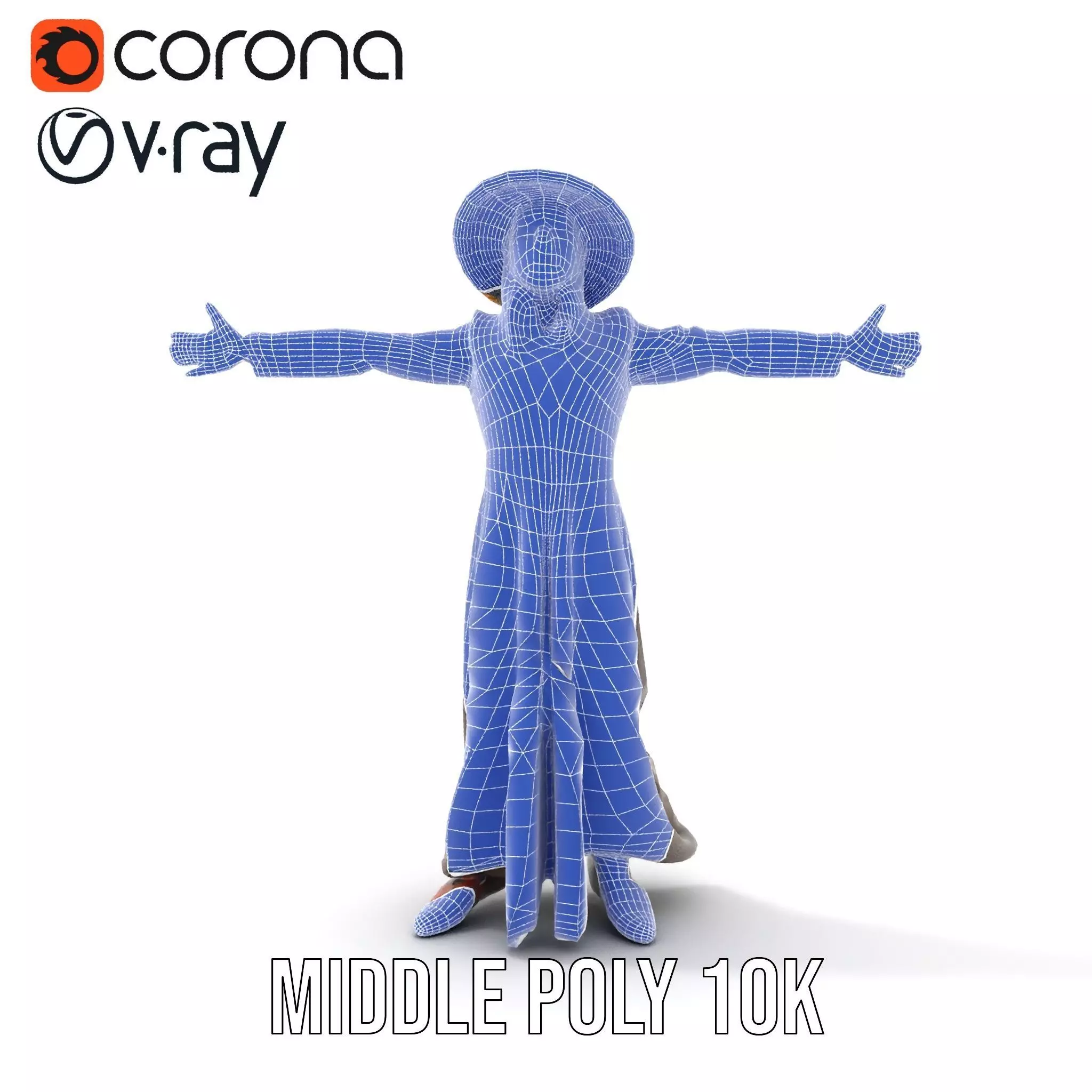Wizard Character Model Pack with Detailed Outfit and Accessories Low-poly 3D model_26
