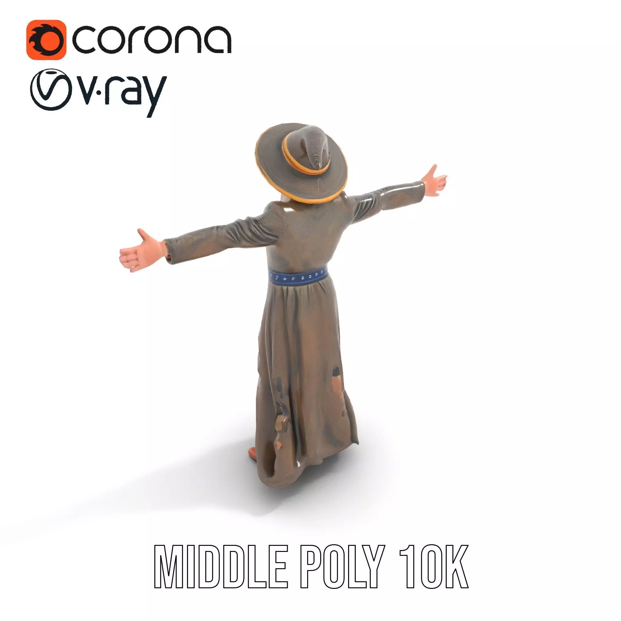 Wizard Character Model Pack with Detailed Outfit and Accessories Low-poly 3D model_13