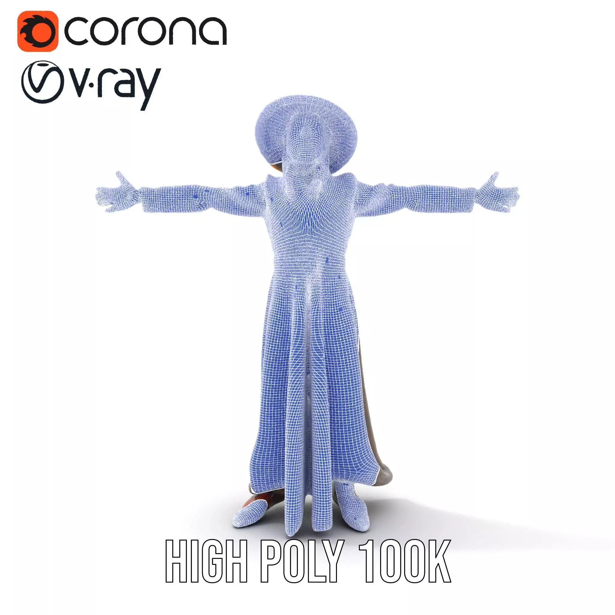 Wizard Character Model Pack with Detailed Outfit and Accessories Low-poly 3D model_33