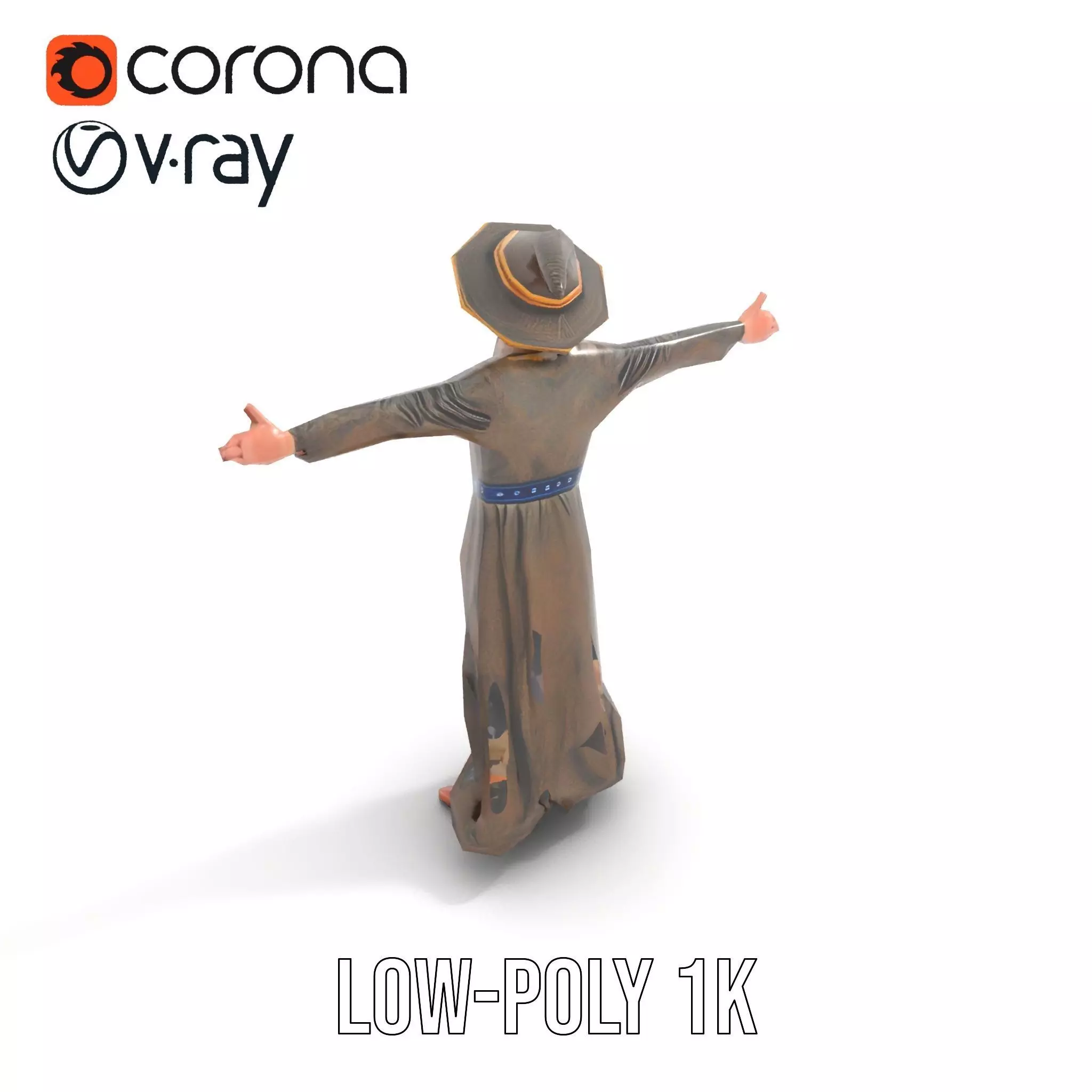 Wizard Character Model Pack with Detailed Outfit and Accessories Low-poly 3D model_19