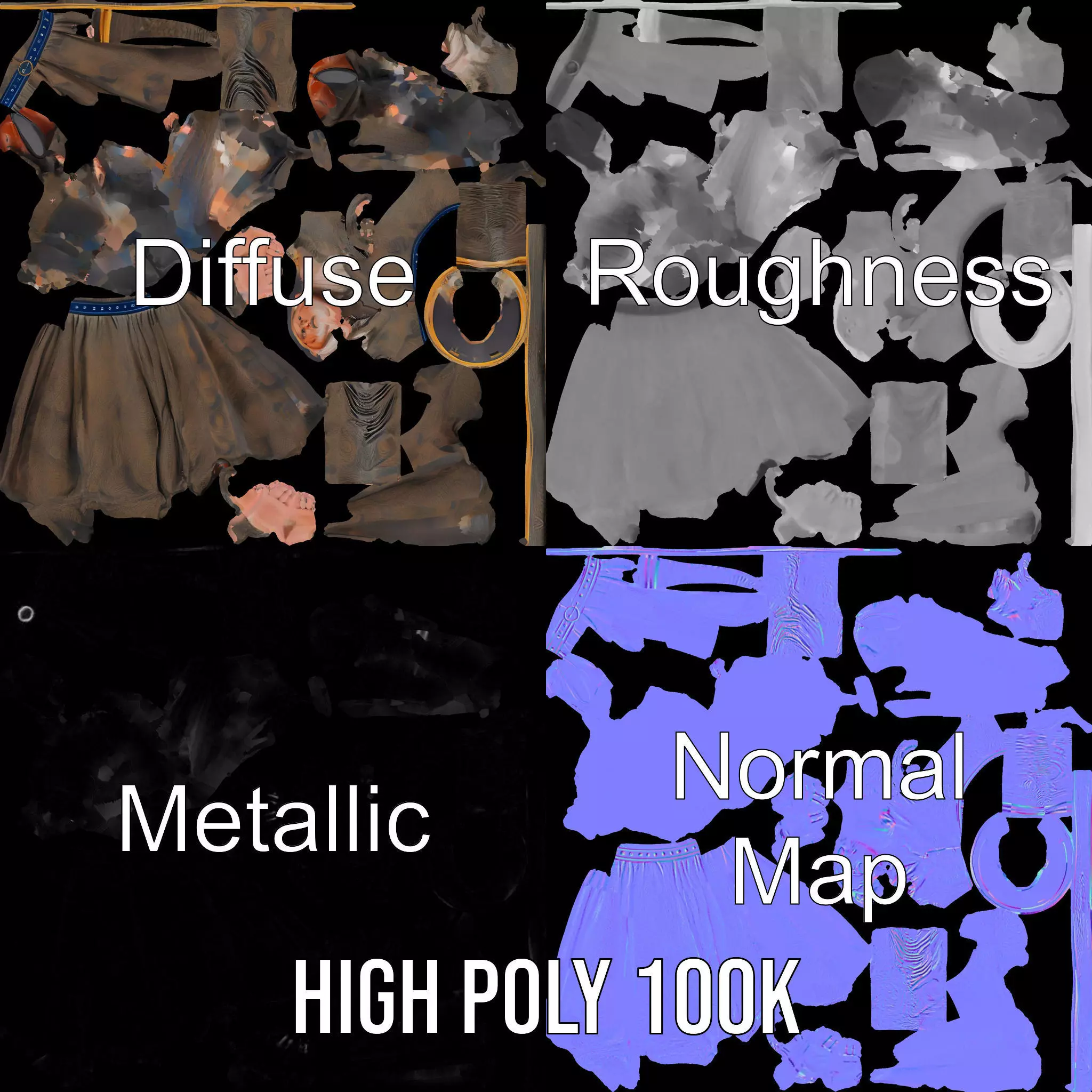 Wizard Character Model Pack with Detailed Outfit and Accessories Low-poly 3D model_3