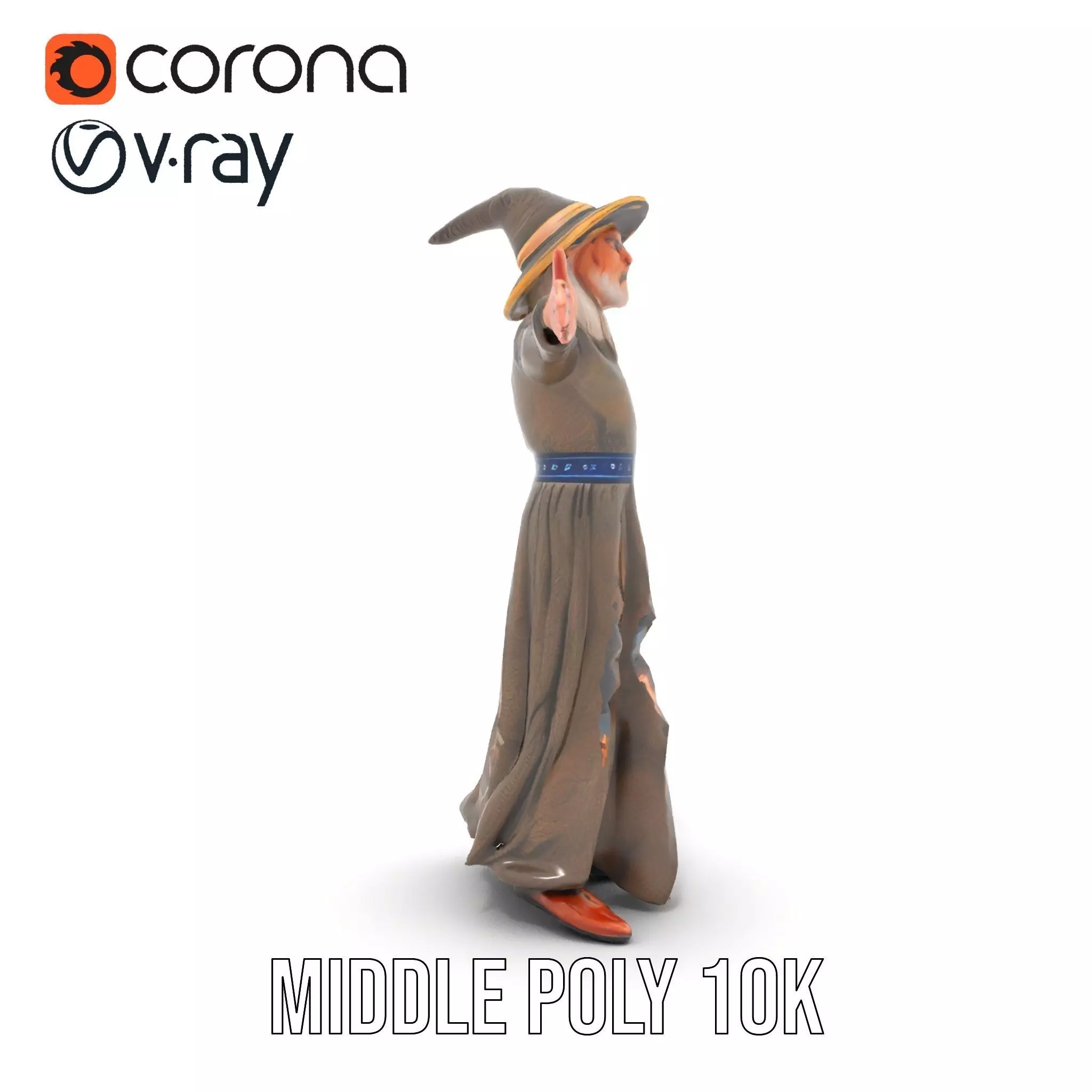 Wizard Character Model Pack with Detailed Outfit and Accessories Low-poly 3D model_15