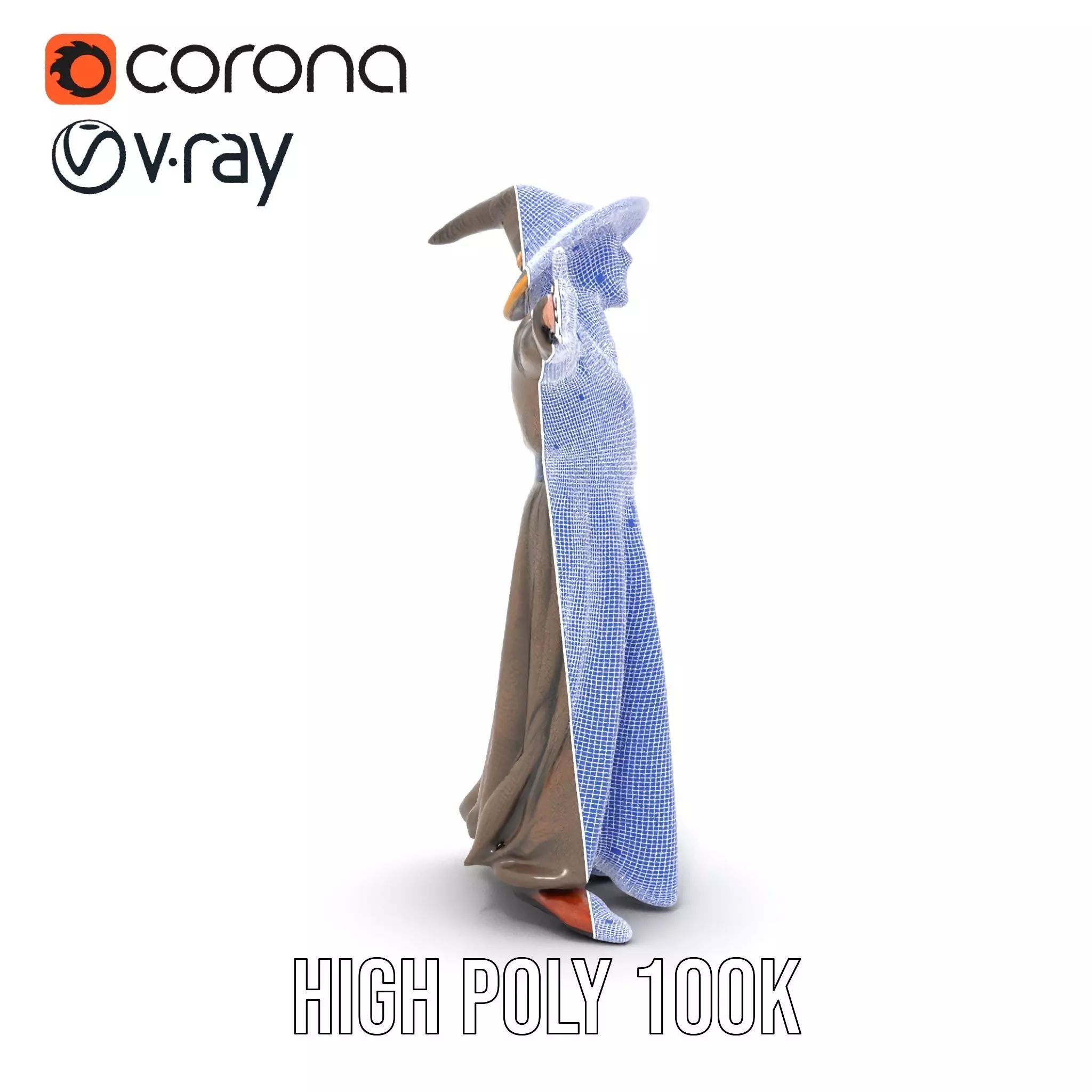 Wizard Character Model Pack with Detailed Outfit and Accessories Low-poly 3D model_34