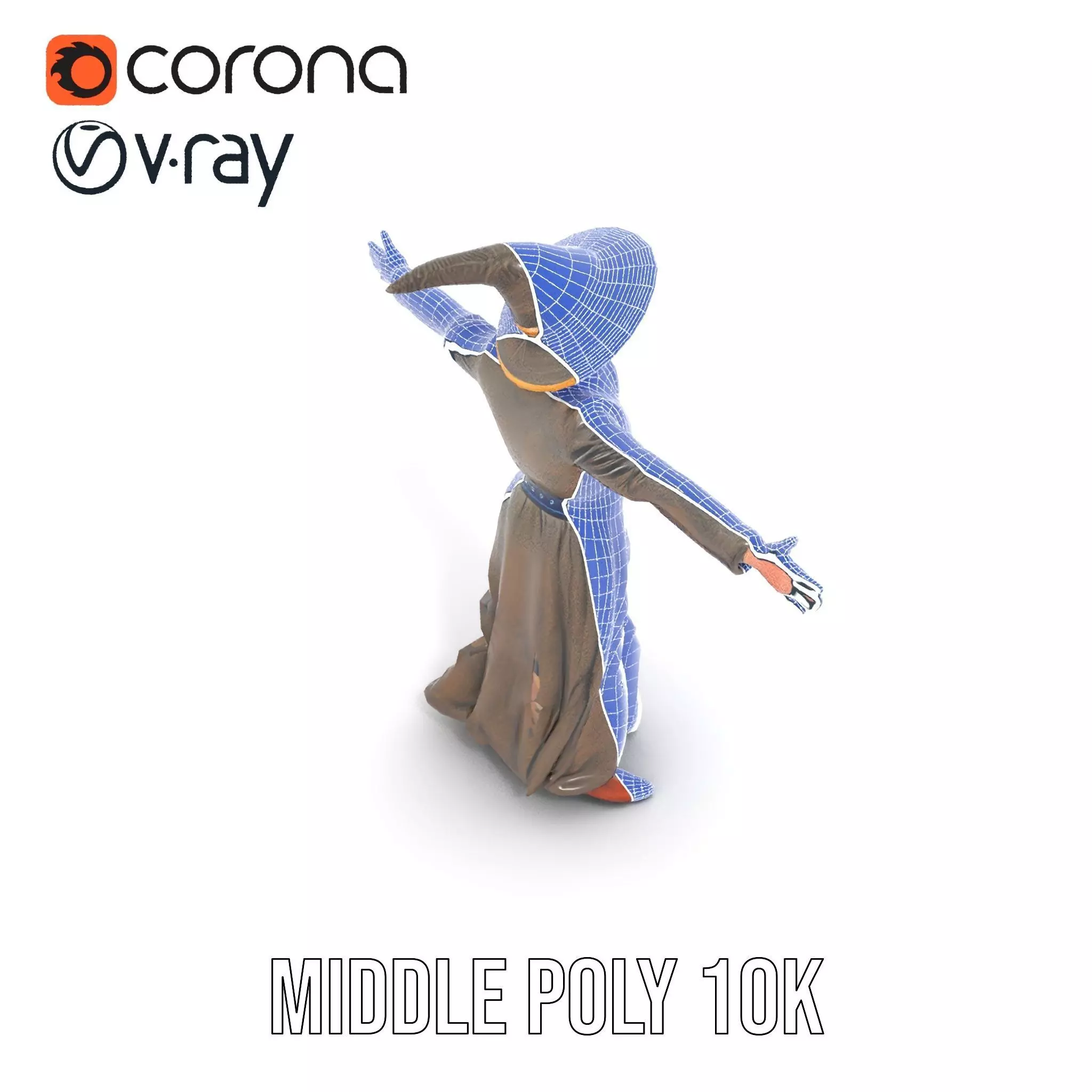 Wizard Character Model Pack with Detailed Outfit and Accessories Low-poly 3D model_29