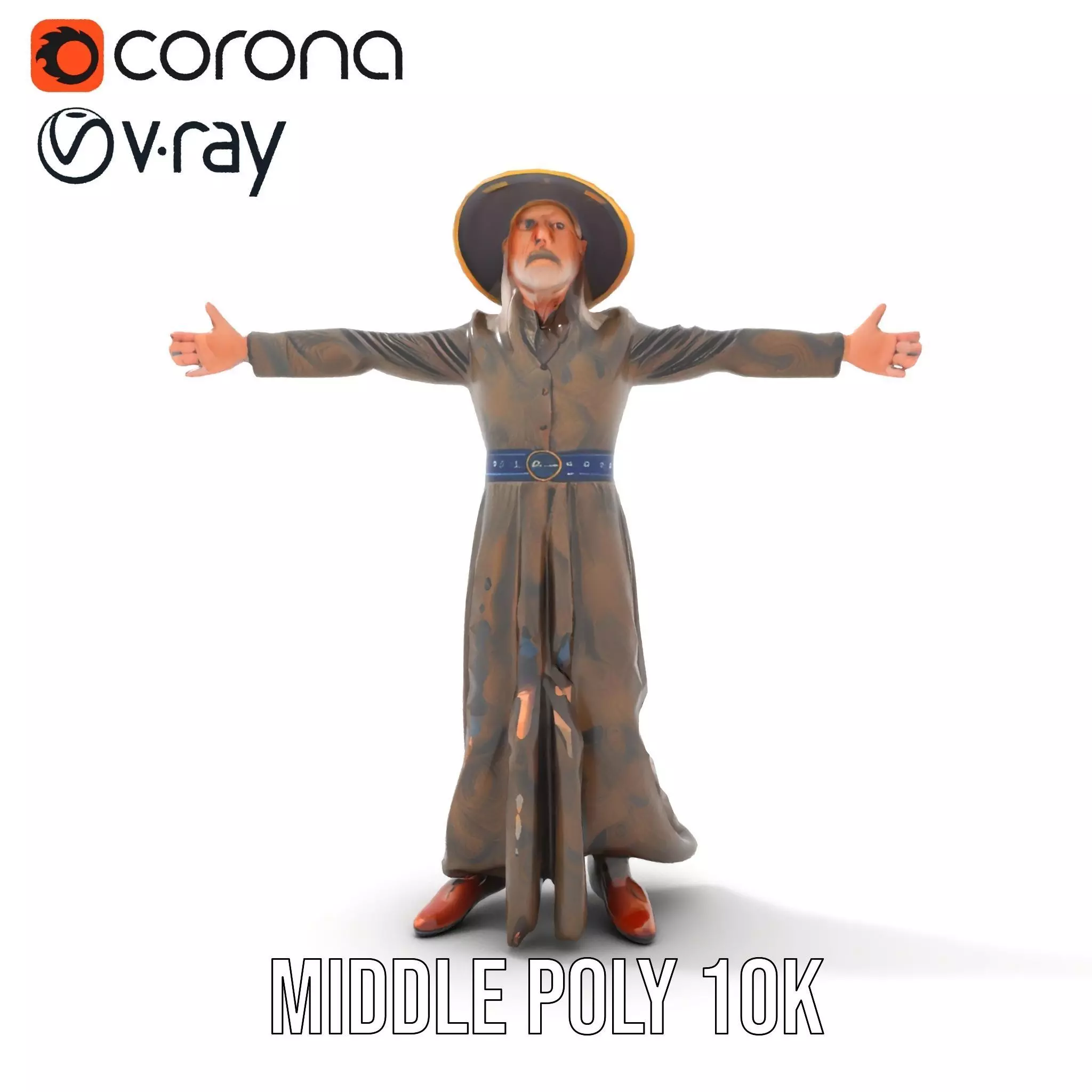 Wizard Character Model Pack with Detailed Outfit and Accessories Low-poly 3D model_5
