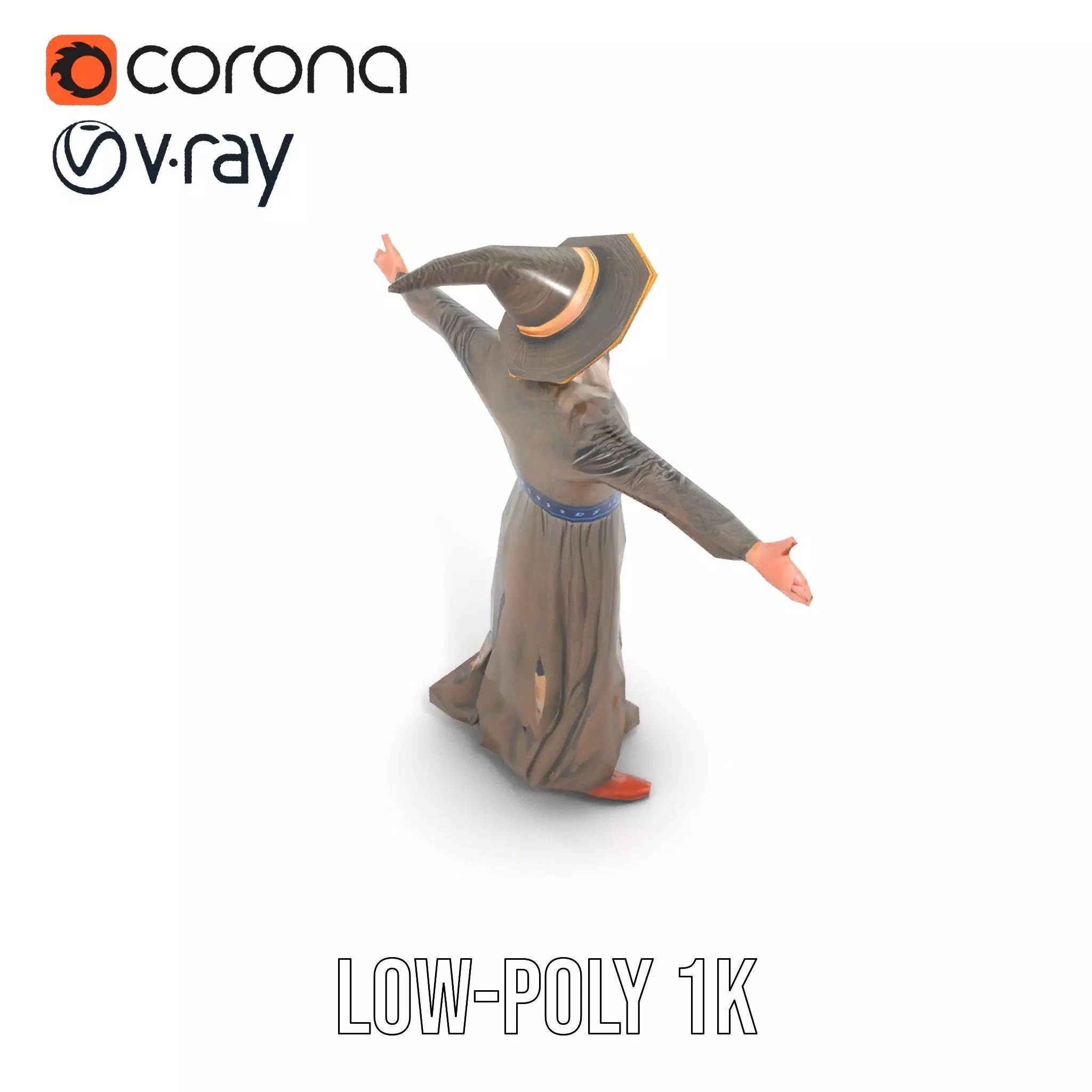 Wizard Character Model Pack with Detailed Outfit and Accessories Low-poly 3D model_16