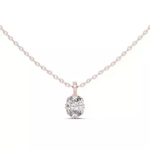 Solitaire Oval Diamond Pendant Woman Necklace 3dm STL Video