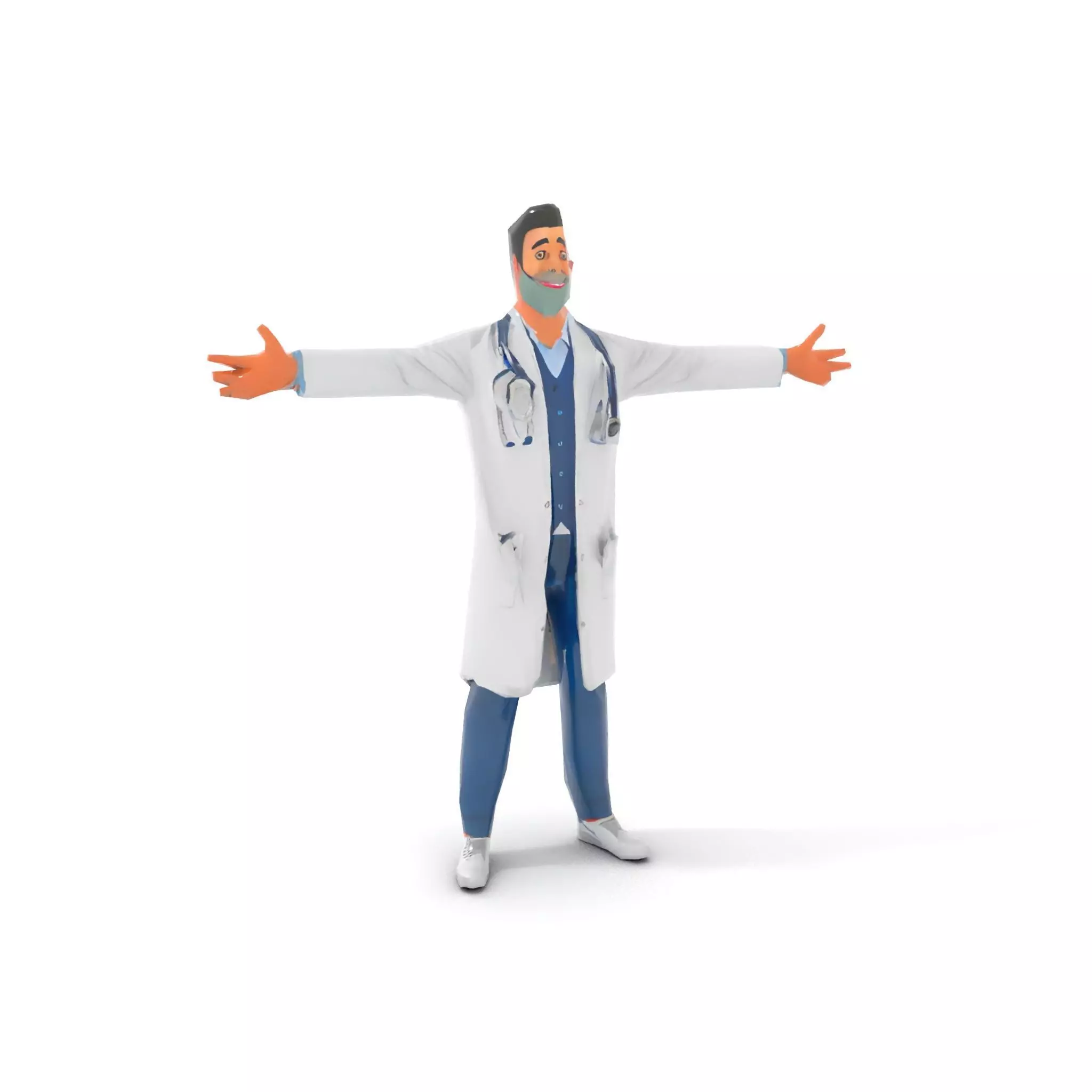 Friendly Doctor Character Model Pack with Stethoscope Low-poly 3D model_24