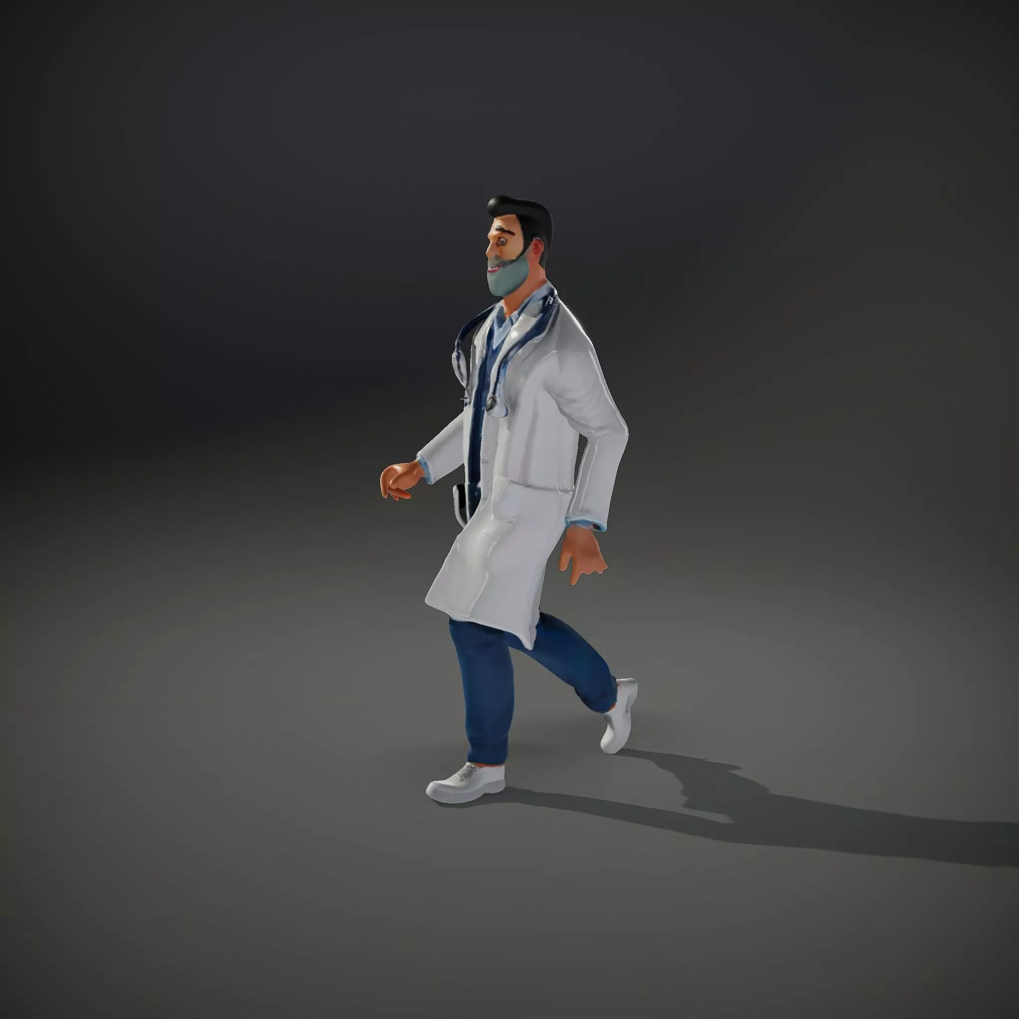Friendly Doctor Character Model Pack with Stethoscope Low-poly 3D model_34