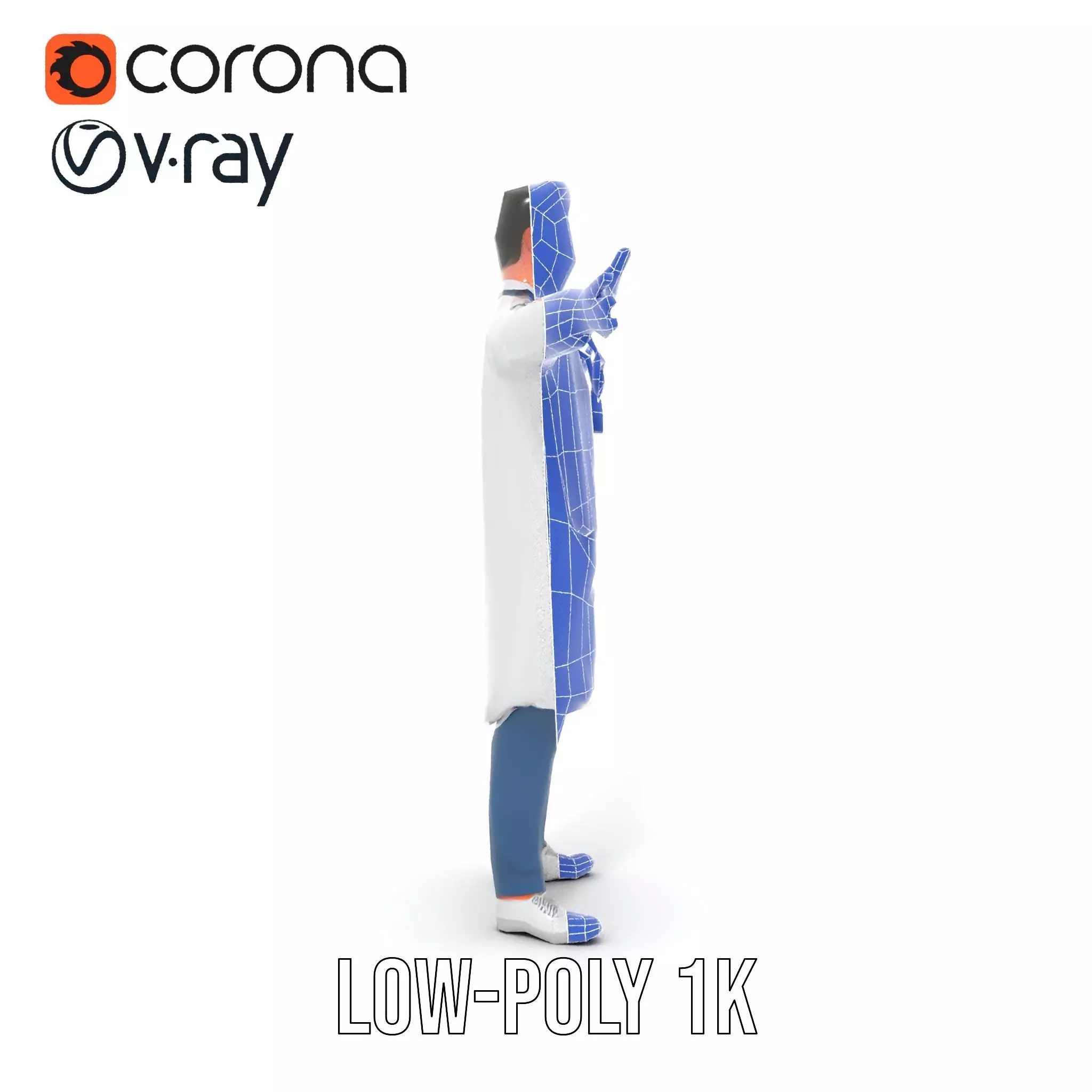 Friendly Doctor Character Model Pack with Stethoscope Low-poly 3D model_27