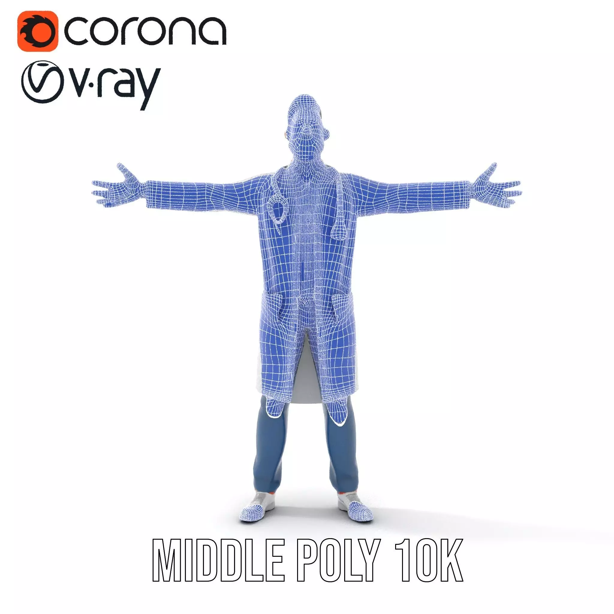 Friendly Doctor Character Model Pack with Stethoscope Low-poly 3D model_23