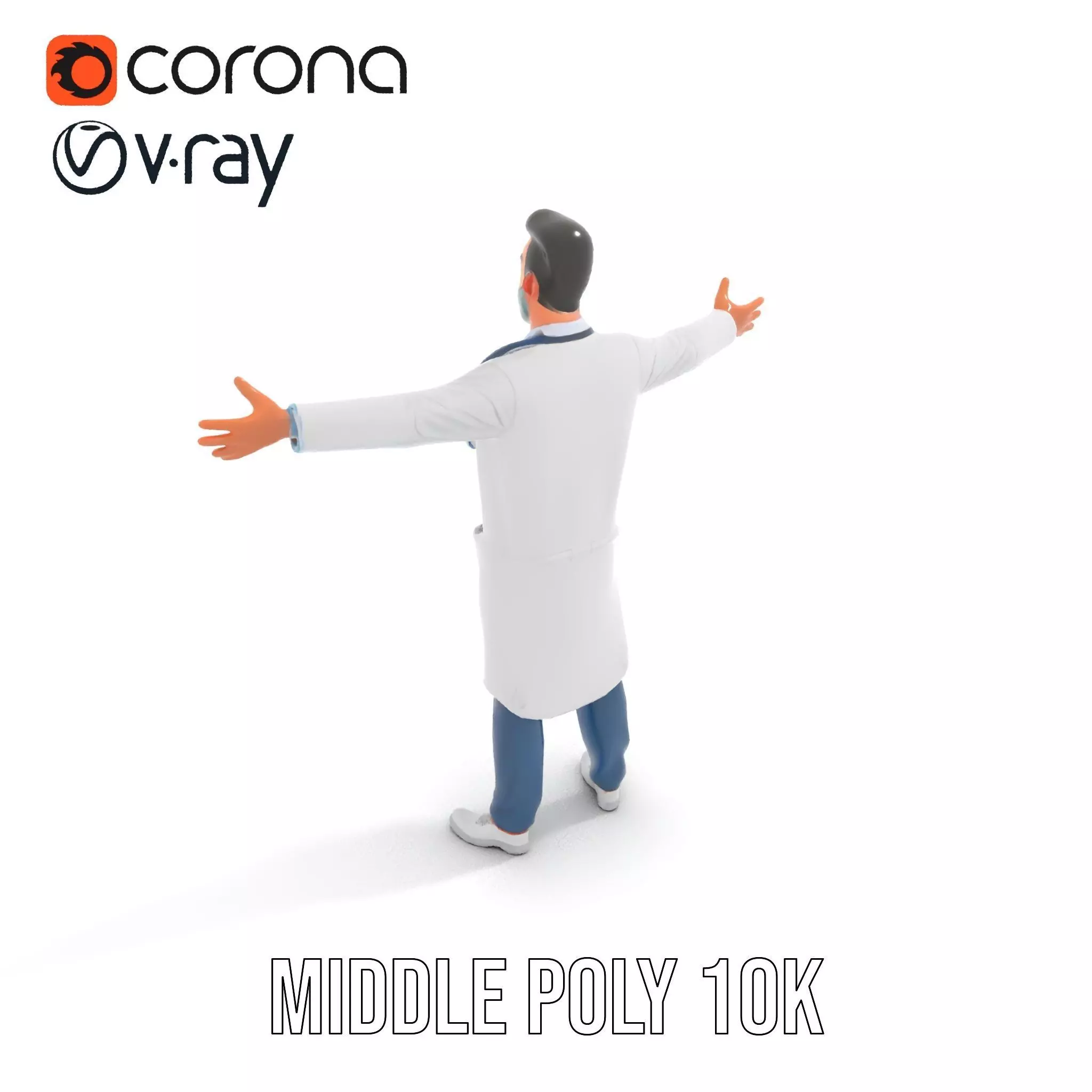 Friendly Doctor Character Model Pack with Stethoscope Low-poly 3D model_10