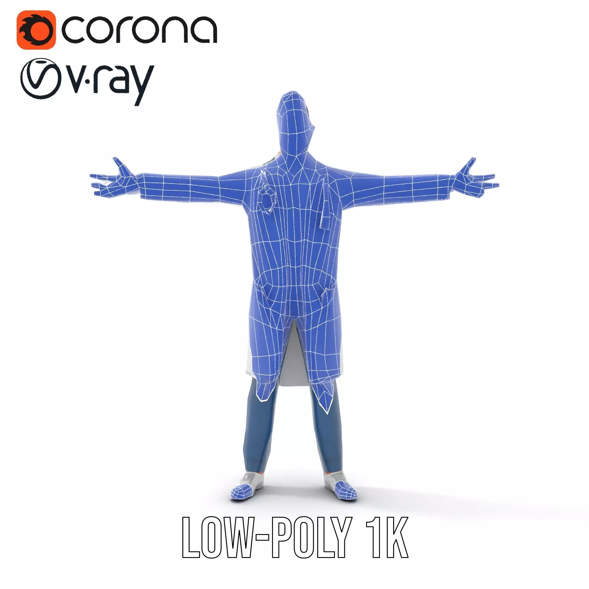 Friendly Doctor Character Model Pack with Stethoscope Low-poly 3D model_8