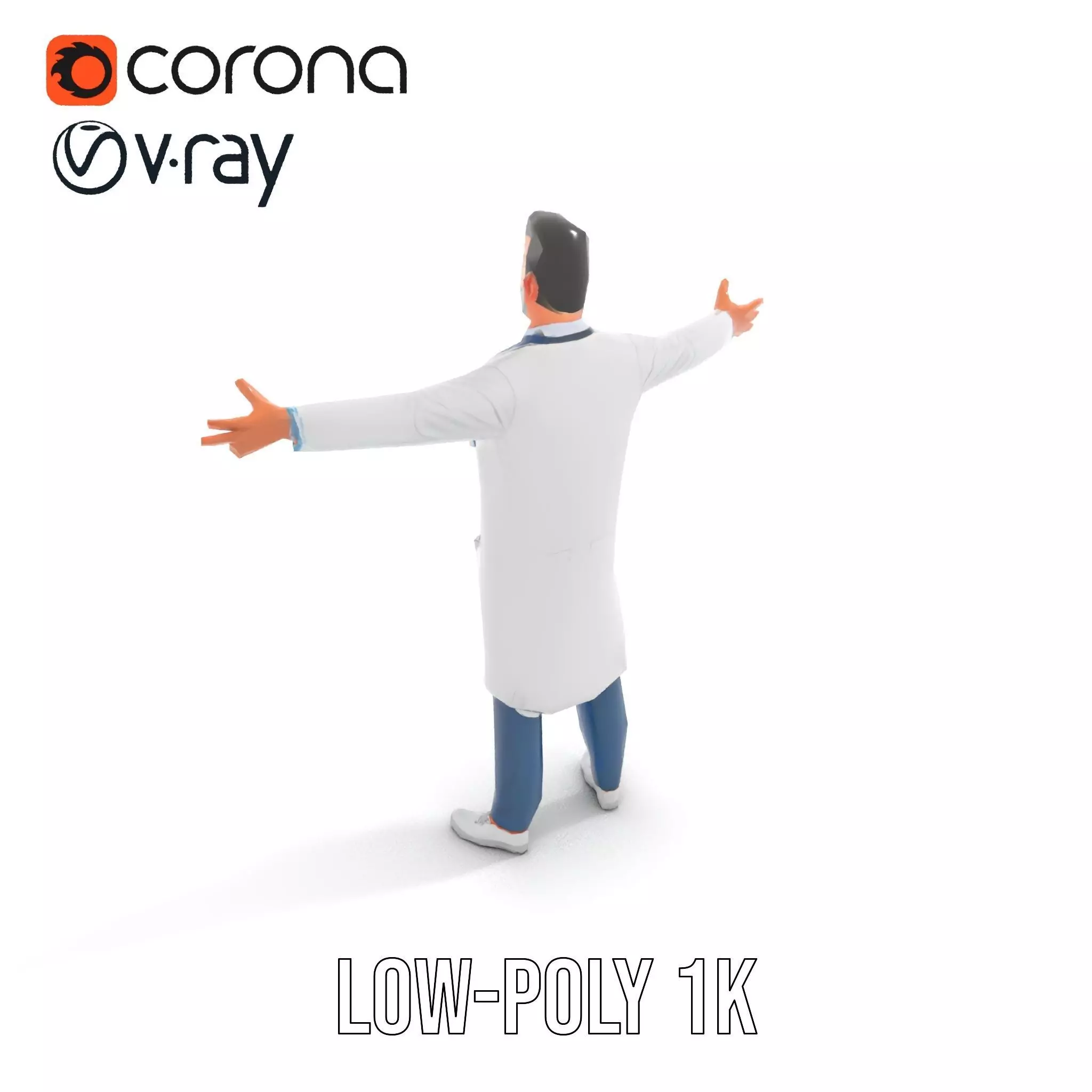 Friendly Doctor Character Model Pack with Stethoscope Low-poly 3D model_7