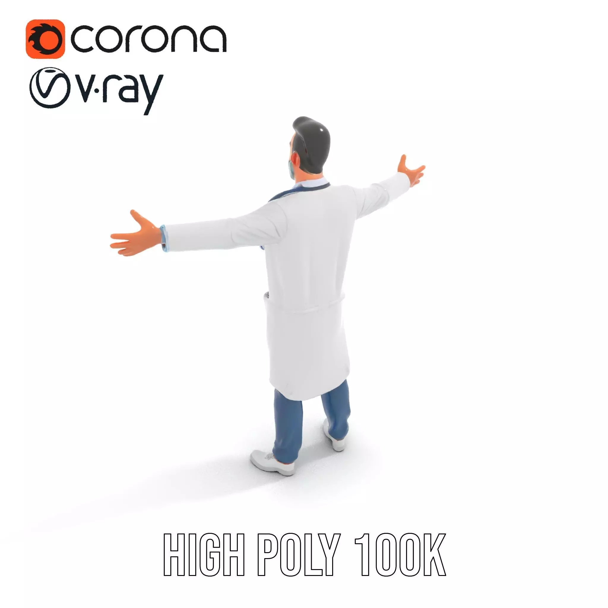 Friendly Doctor Character Model Pack with Stethoscope Low-poly 3D model_12