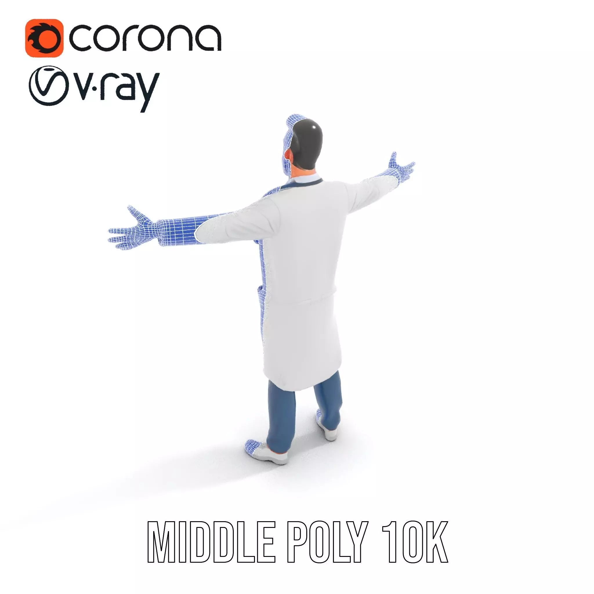 Friendly Doctor Character Model Pack with Stethoscope Low-poly 3D model_16