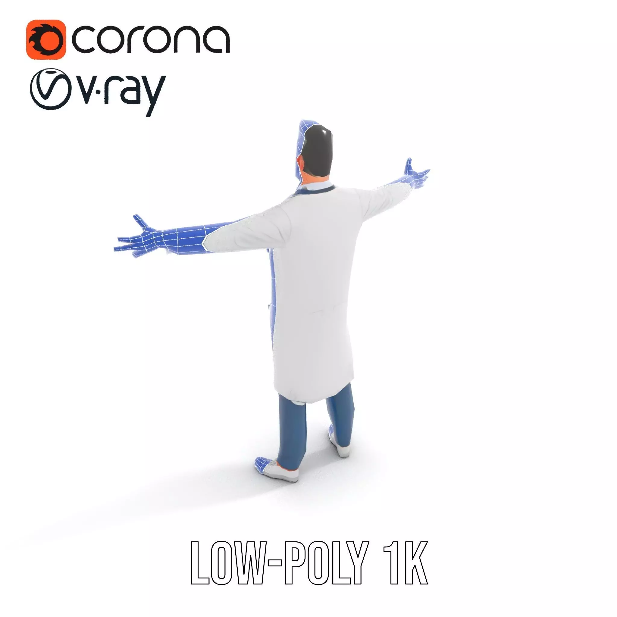 Friendly Doctor Character Model Pack with Stethoscope Low-poly 3D model_11