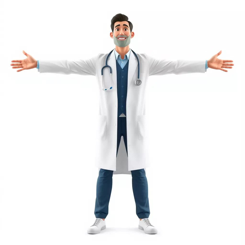 Friendly Doctor Character Model Pack with Stethoscope Low-poly 3D model_2