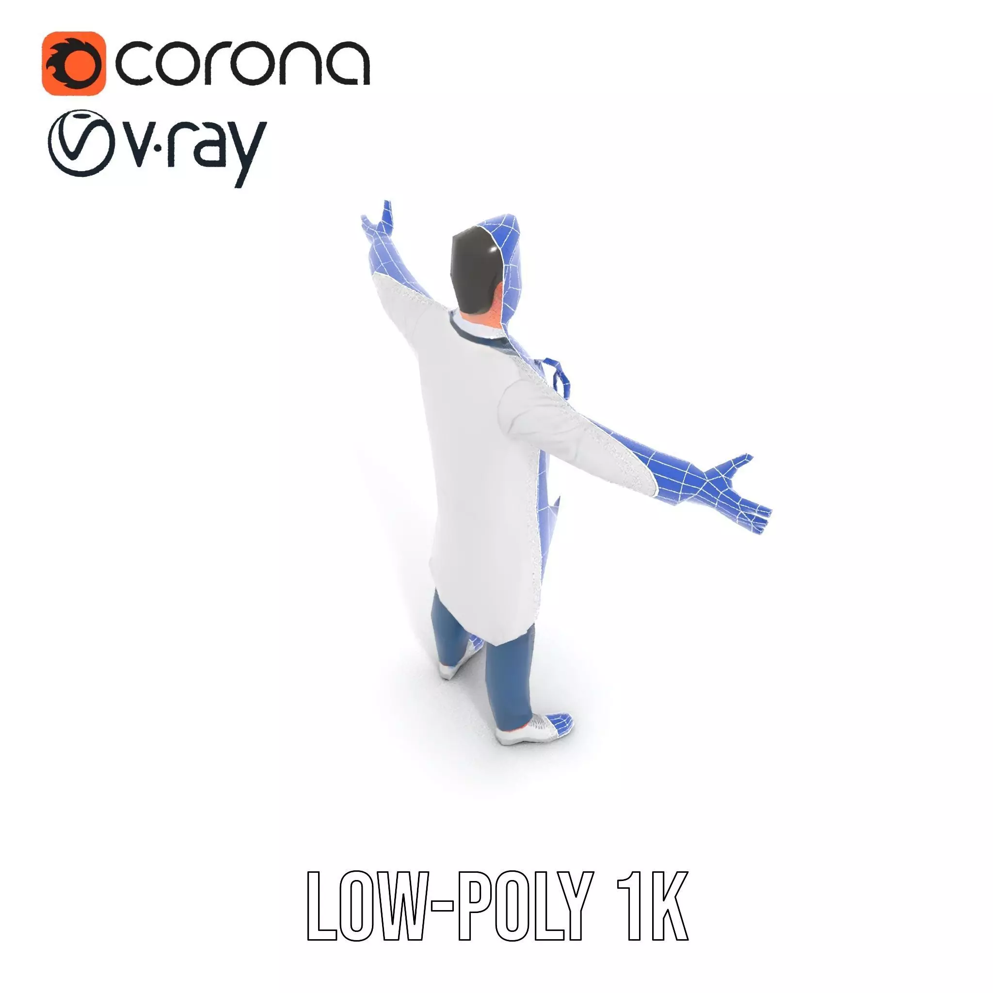 Friendly Doctor Character Model Pack with Stethoscope Low-poly 3D model_17