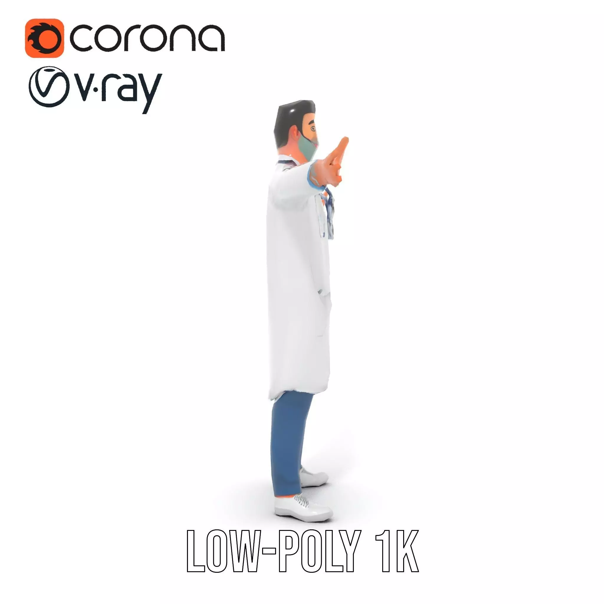 Friendly Doctor Character Model Pack with Stethoscope Low-poly 3D model_22