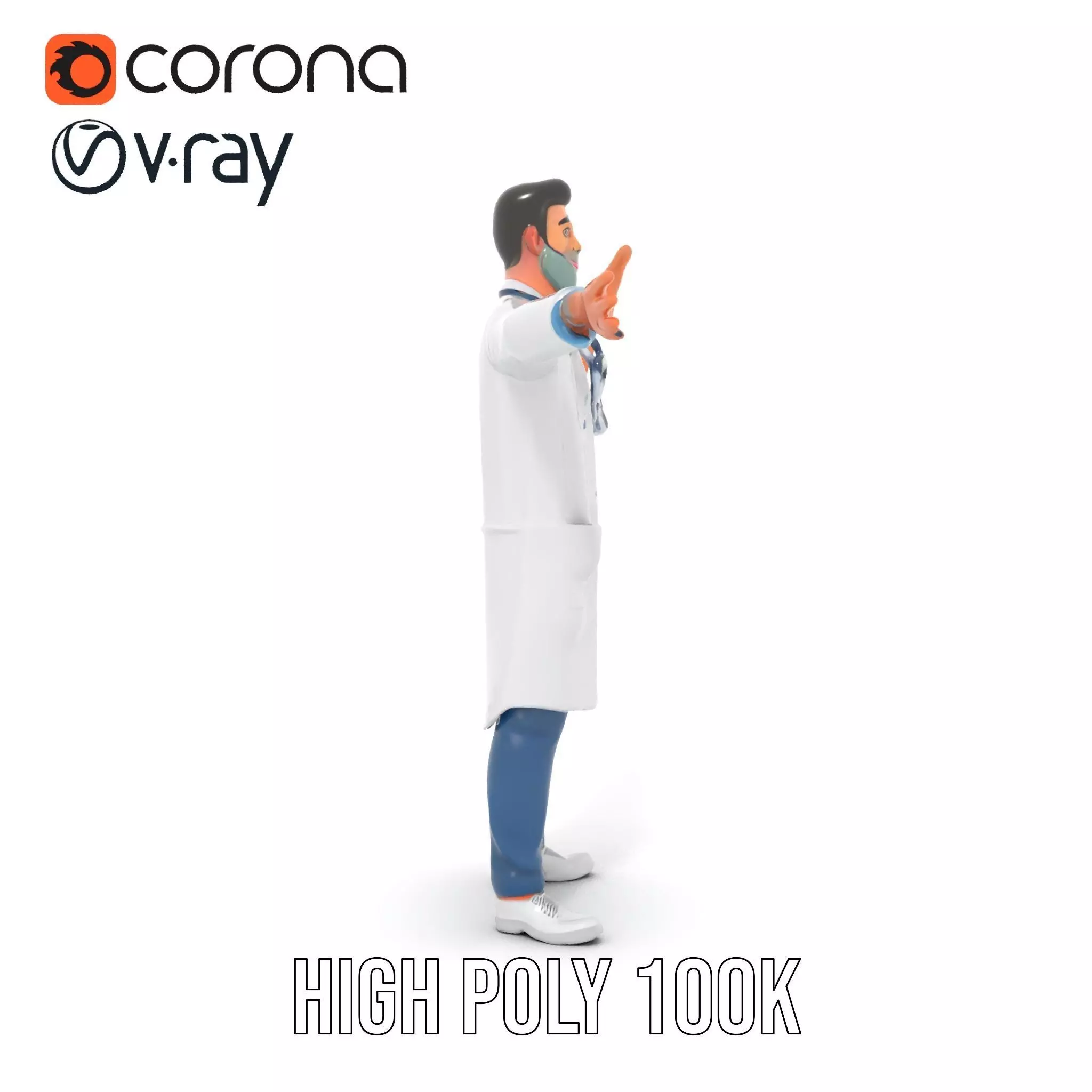 Friendly Doctor Character Model Pack with Stethoscope Low-poly 3D model_15