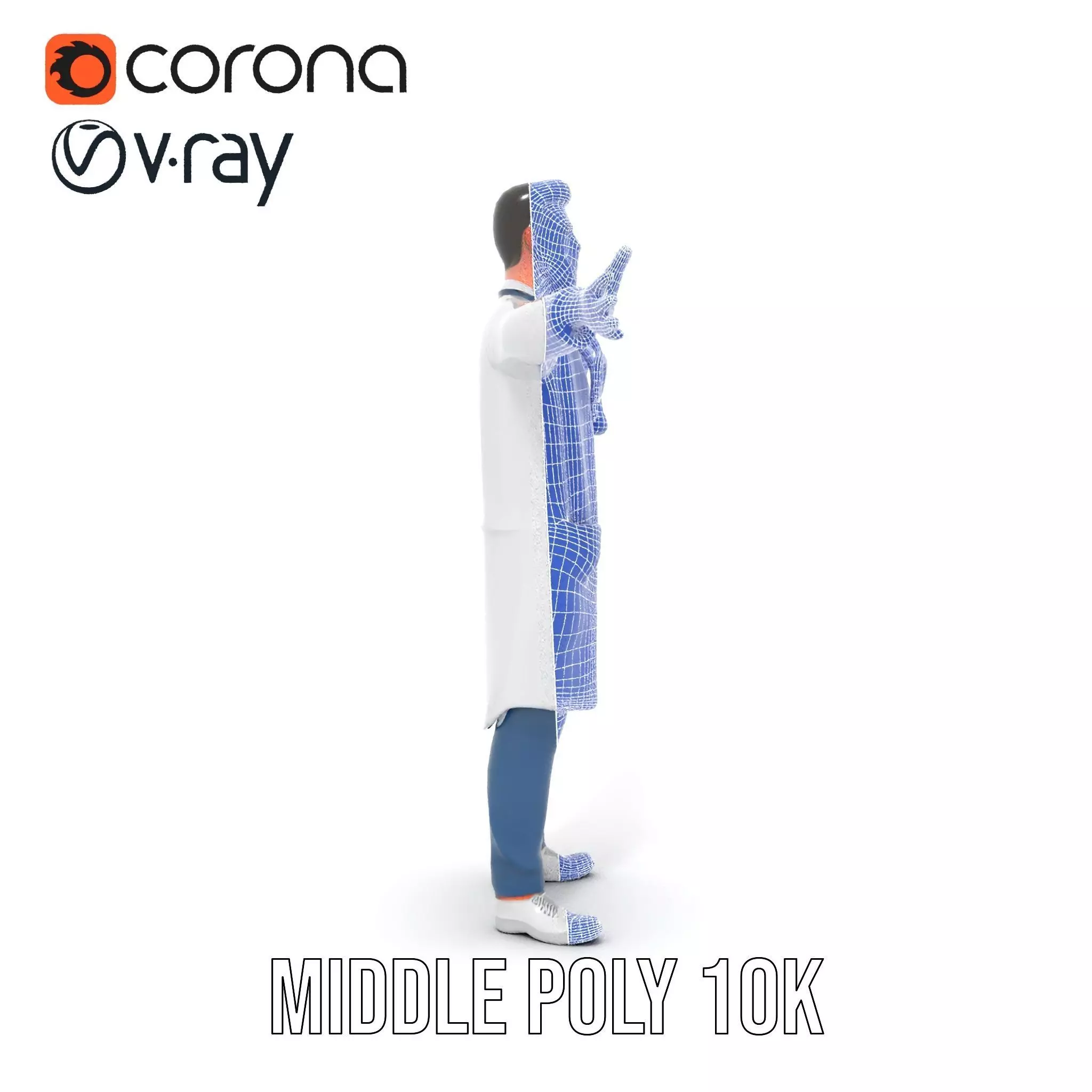 Friendly Doctor Character Model Pack with Stethoscope Low-poly 3D model_26