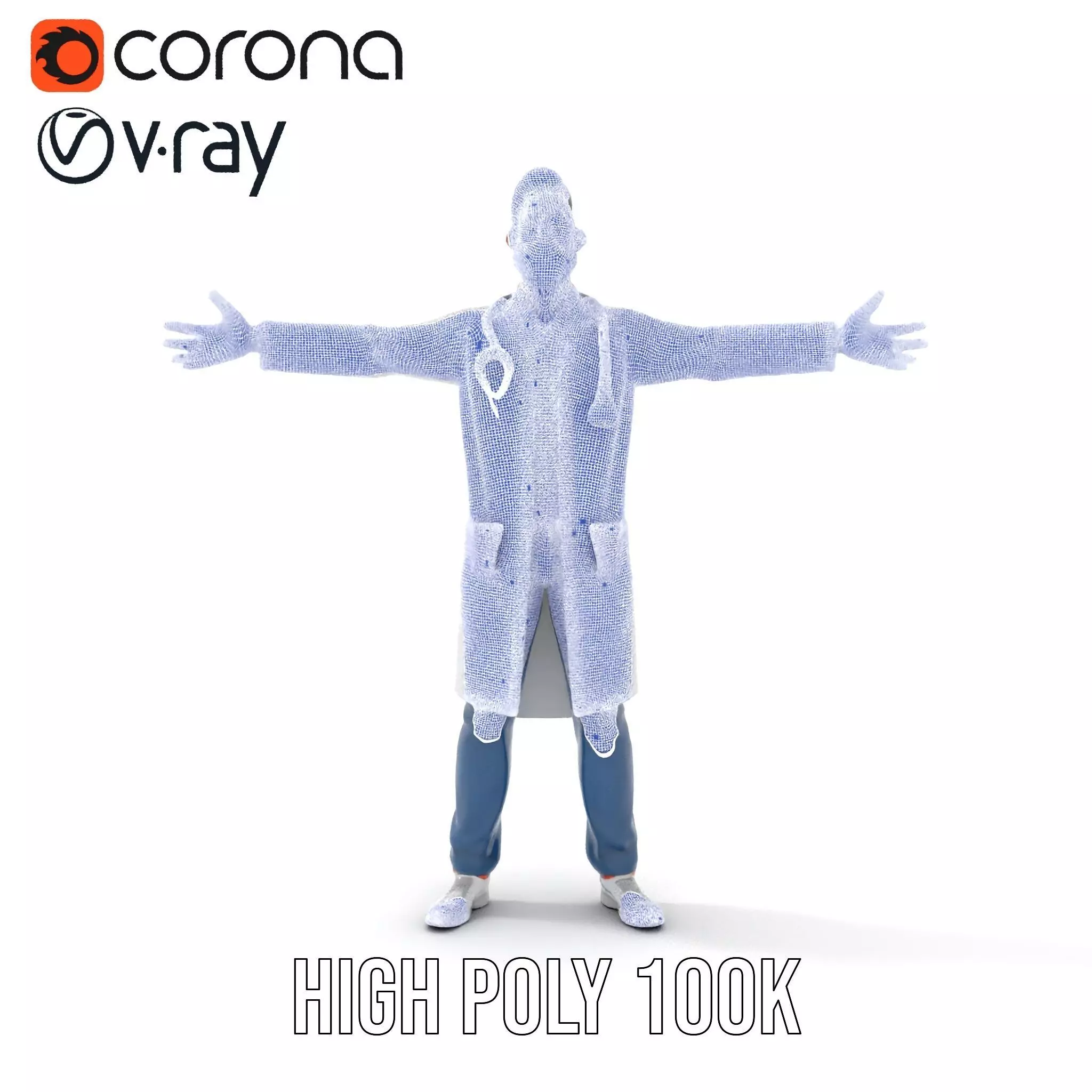 Friendly Doctor Character Model Pack with Stethoscope Low-poly 3D model_28