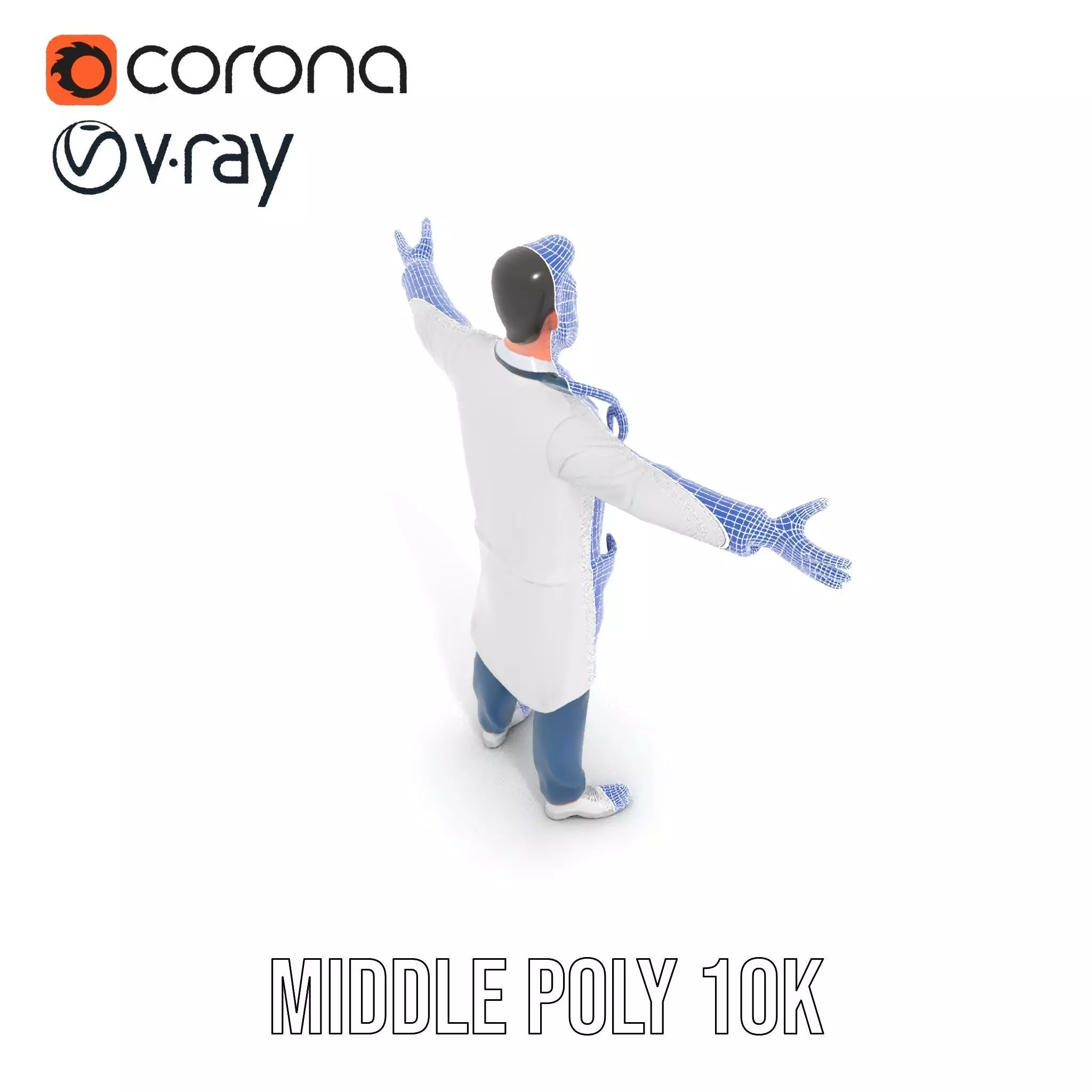 Friendly Doctor Character Model Pack with Stethoscope Low-poly 3D model_29