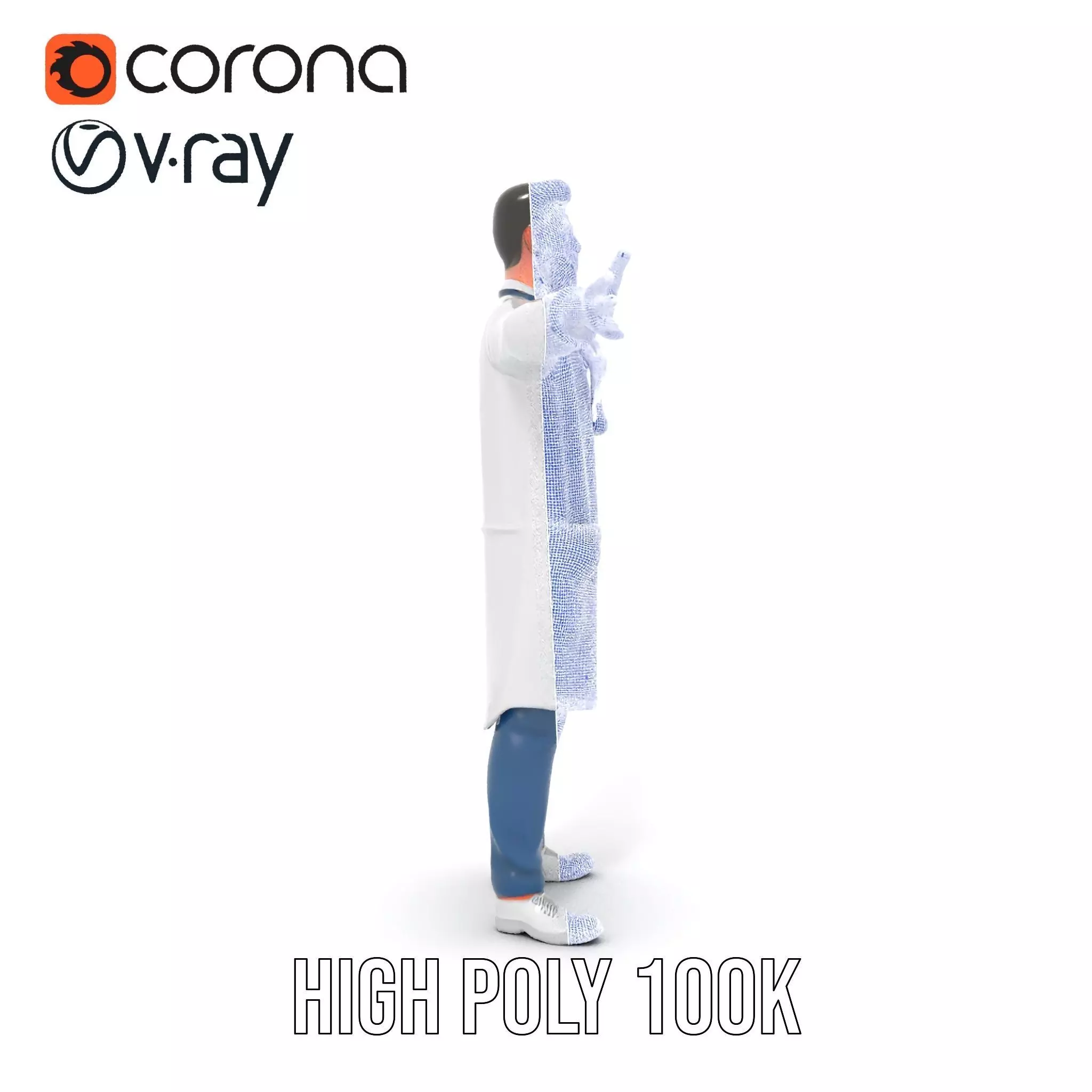 Friendly Doctor Character Model Pack with Stethoscope Low-poly 3D model_32